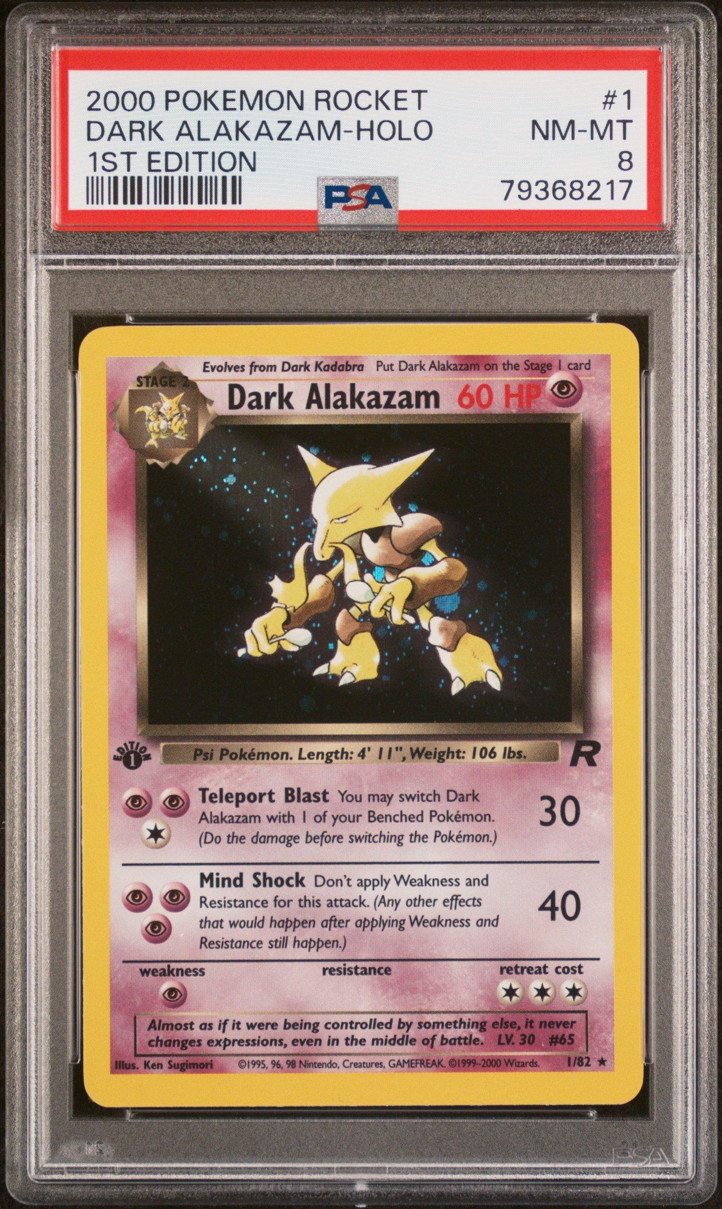 2000 Pokemon Rocket 1 Dark Alakazam-holo 1st Edition PSA 8
