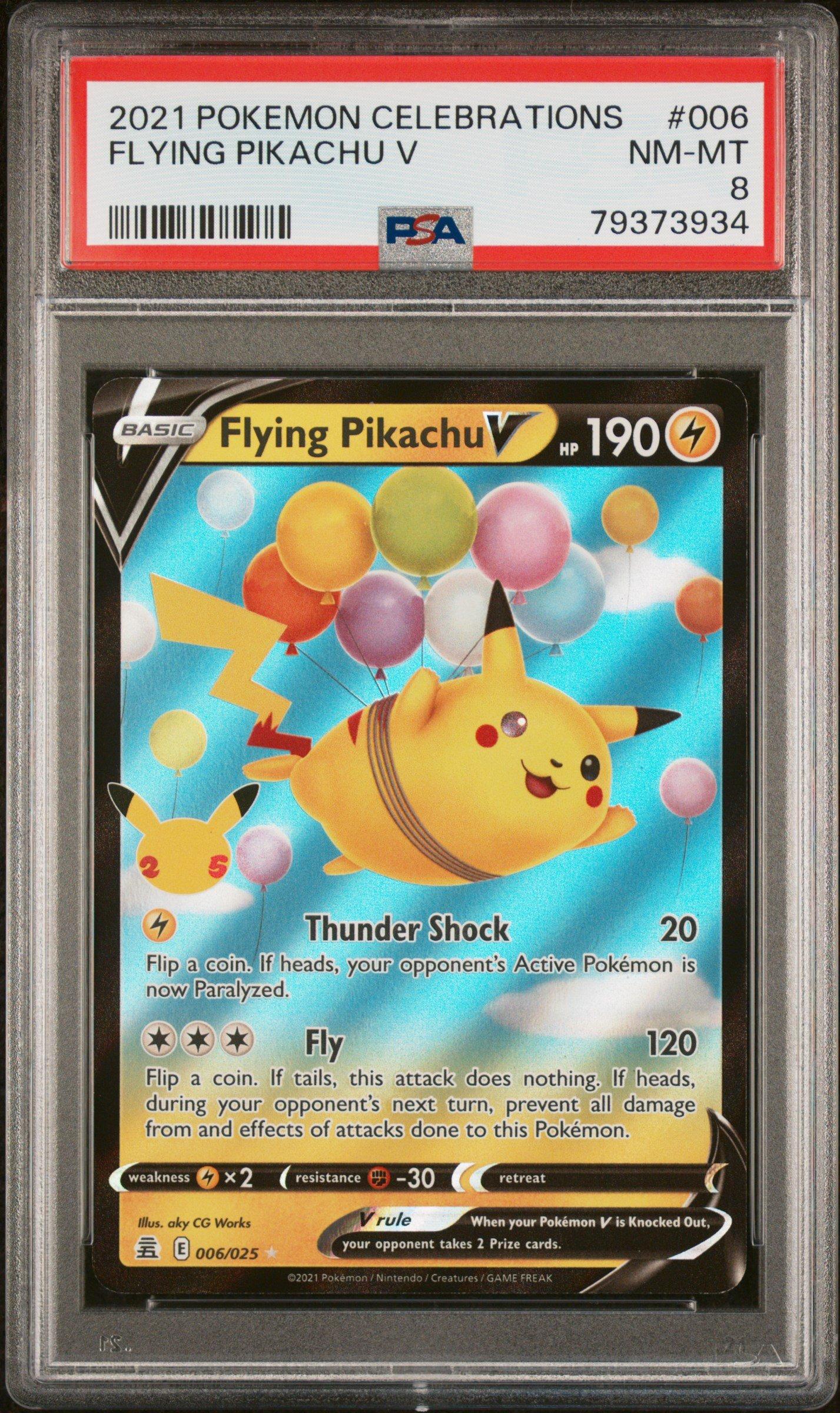 2021 Pokemon Celebrations 006 Flying Pikachu V PSA 8 Graded Card