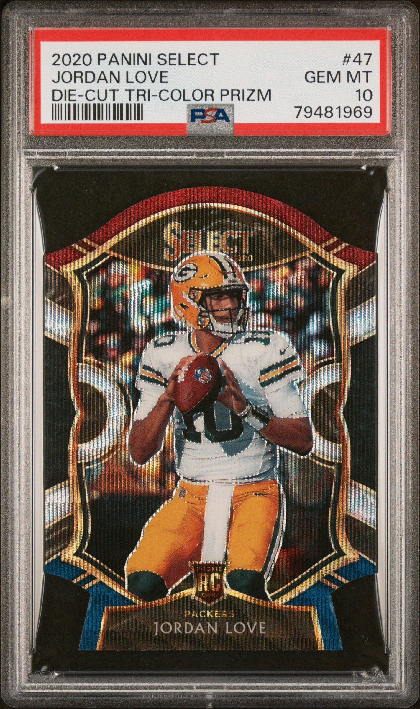 2020 Panini Select Jordan Love Die-cut Tri-color Prizm PSA 10
