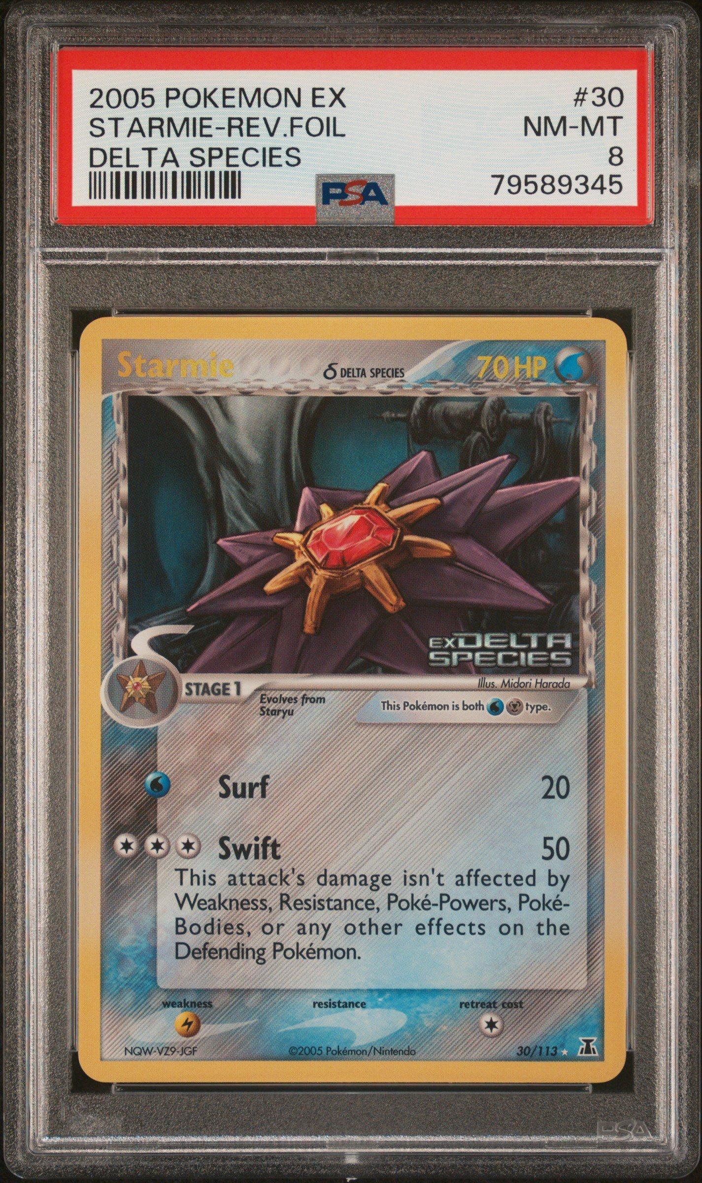 2005 Pokemon Ex Delta Species 30 Starmie-reverse Foil PSA 8 Graded