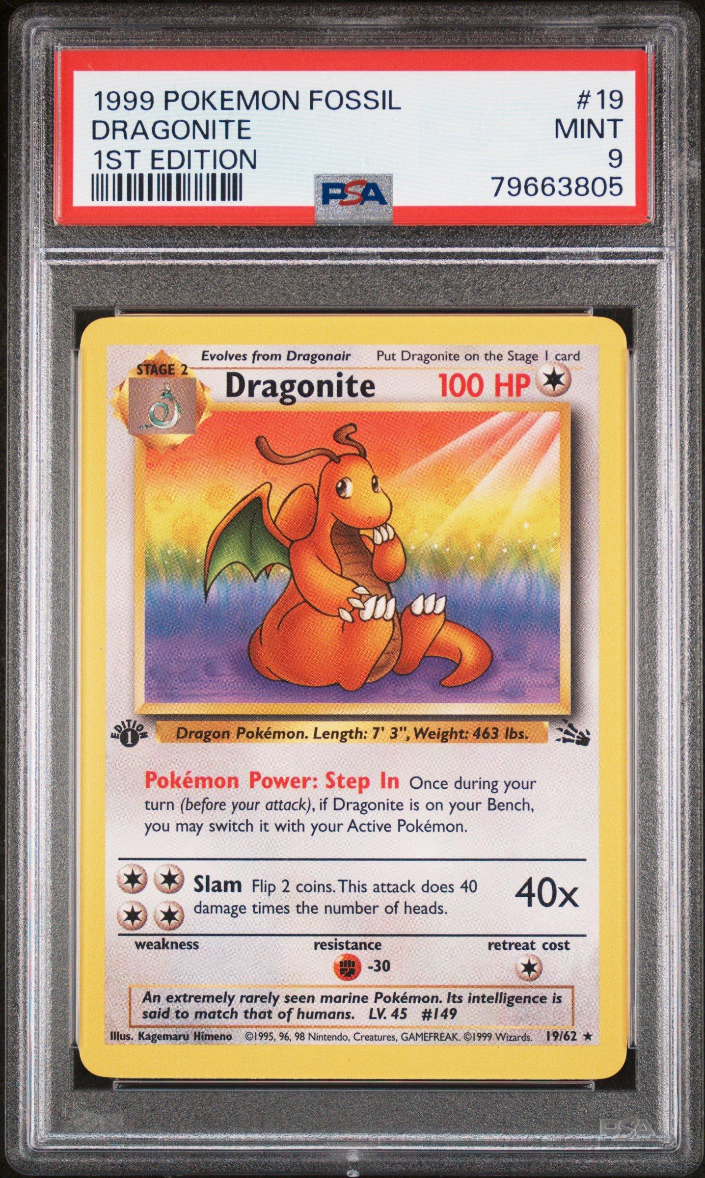 first edition dragonite card PSA 10 GEM MINT Dragonite 4/62 HOLO RARE Fossil 1ST EDITION Pokemon Card