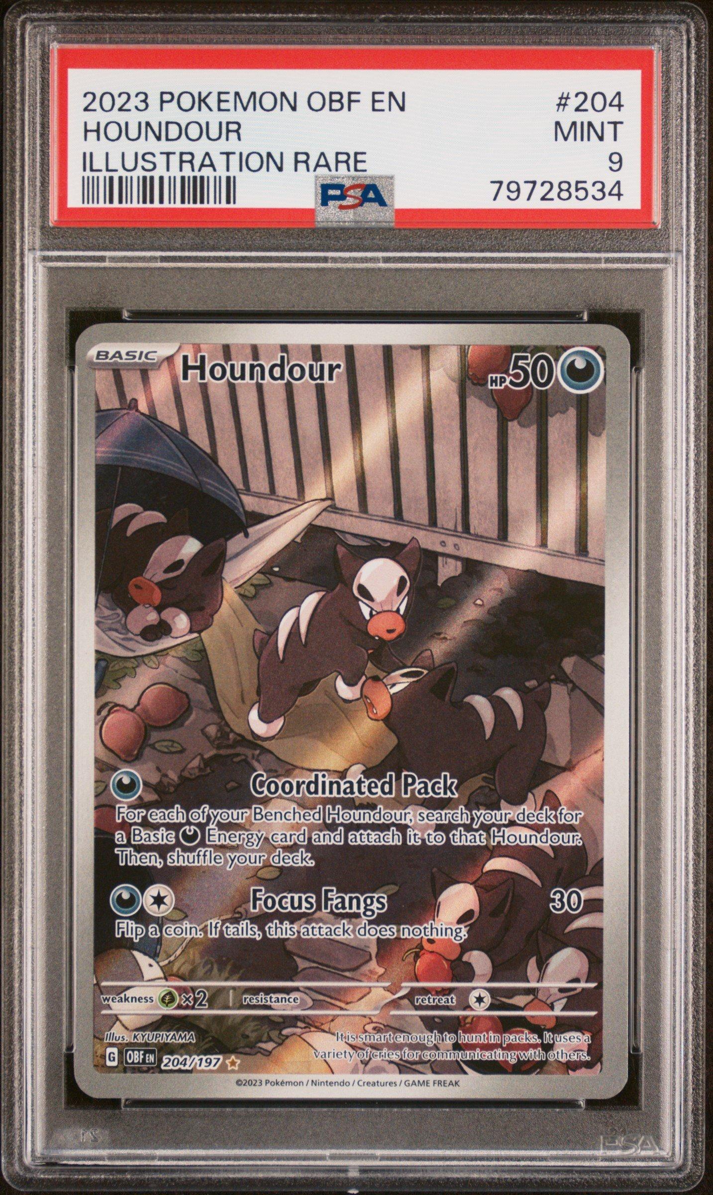 2023 Pokemon Obf En-obsidian Flames 204 Houndour Illustration Rare PSA