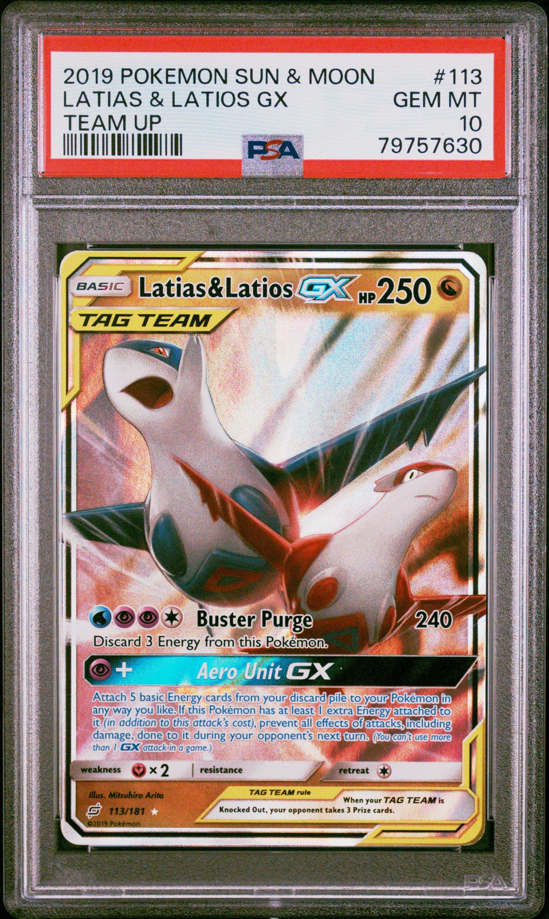 2019 Pokemon Sun & Moon Team Up 113 Latias & Latios Gx PSA 10