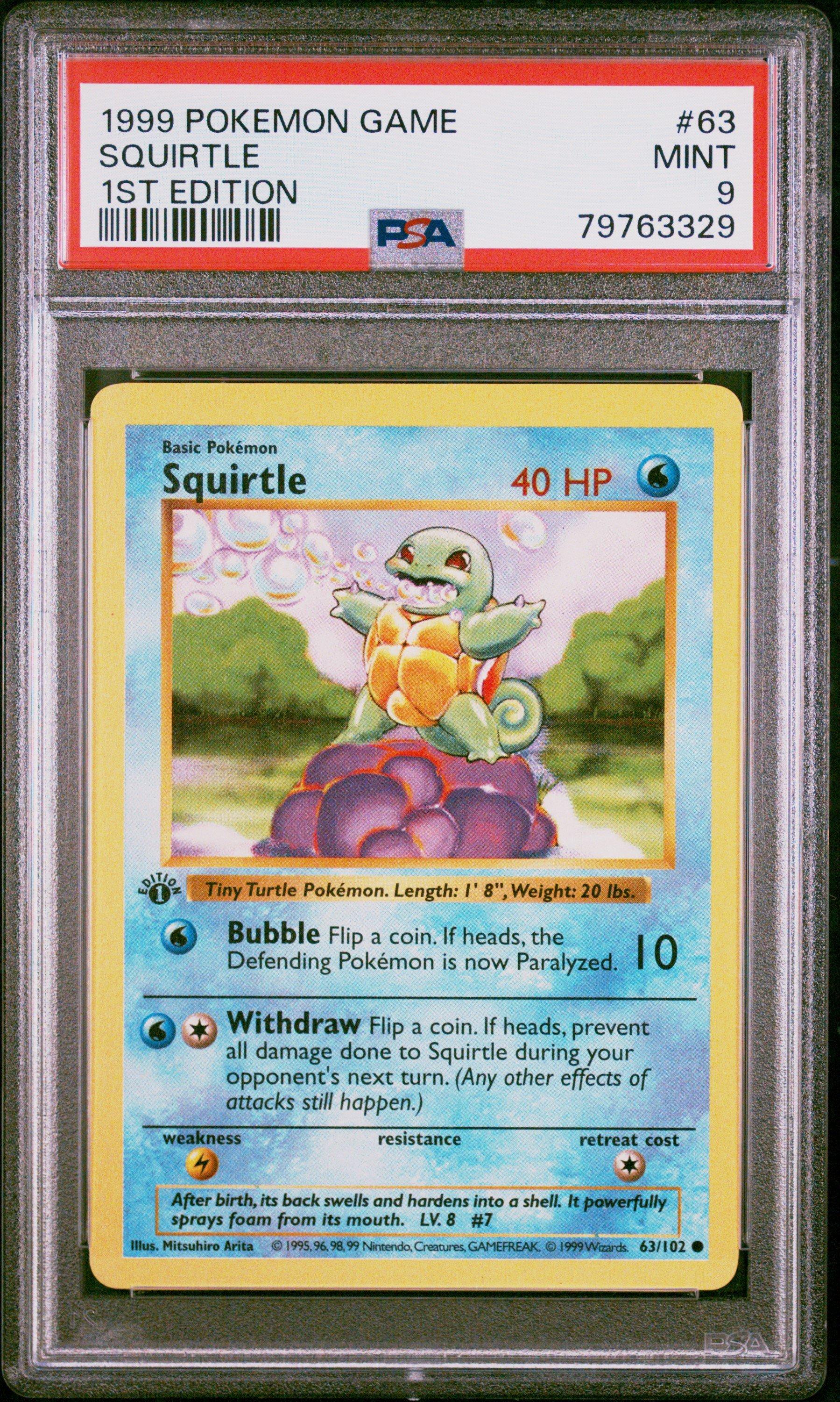 1999 Pokemon Game 63 Squirtle 1st Edition PSA 9 Graded Card | GameStop