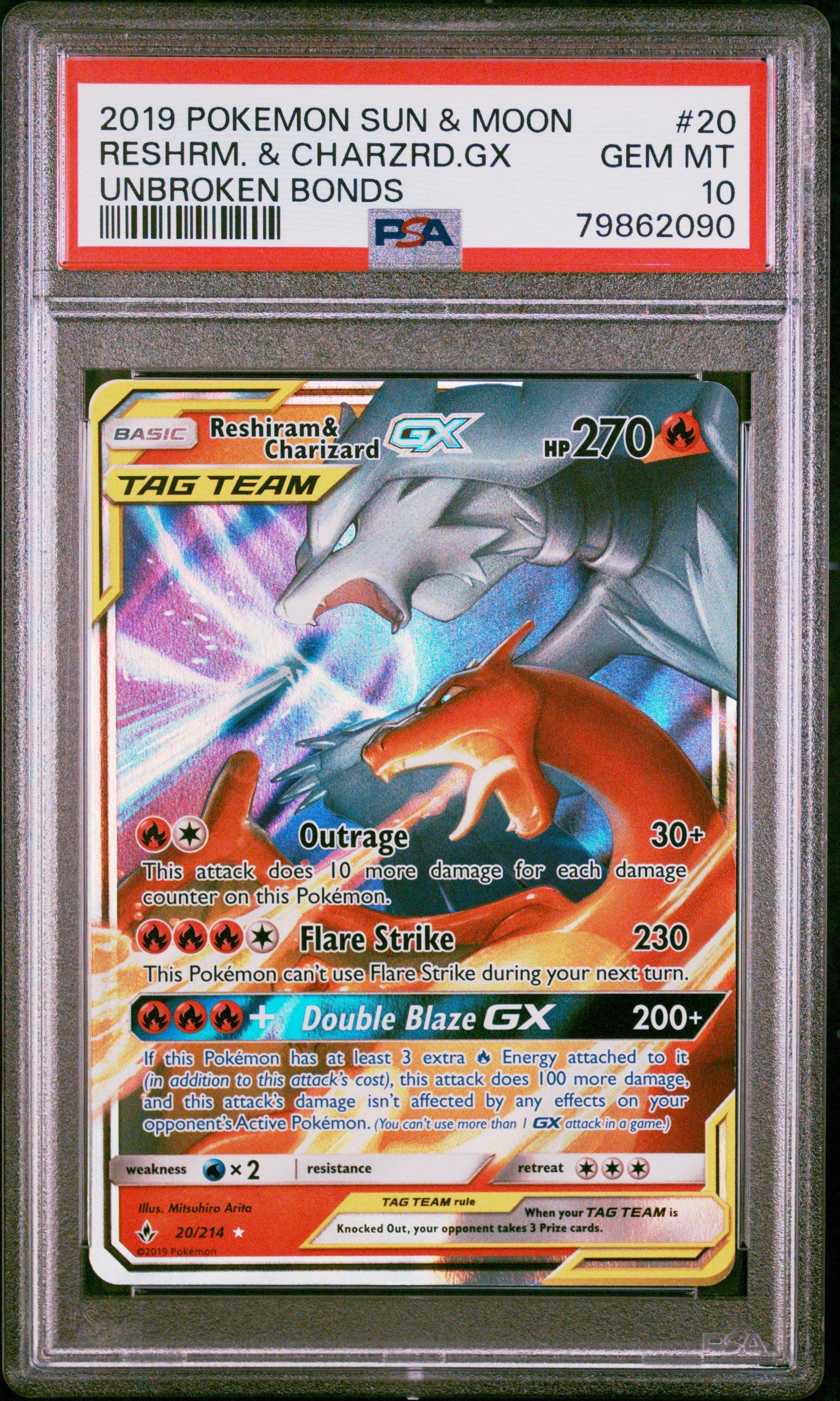 2019 Pokemon Sun & Moon Unbroken Bonds 20 Reshiram & Charizard Gx