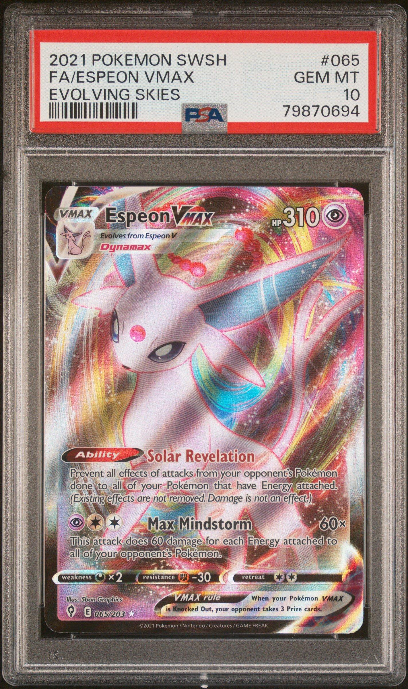 2021 Pokemon Sword & Shield Evolving Skies 065 Fa/espeon Vmax PSA 10 ...