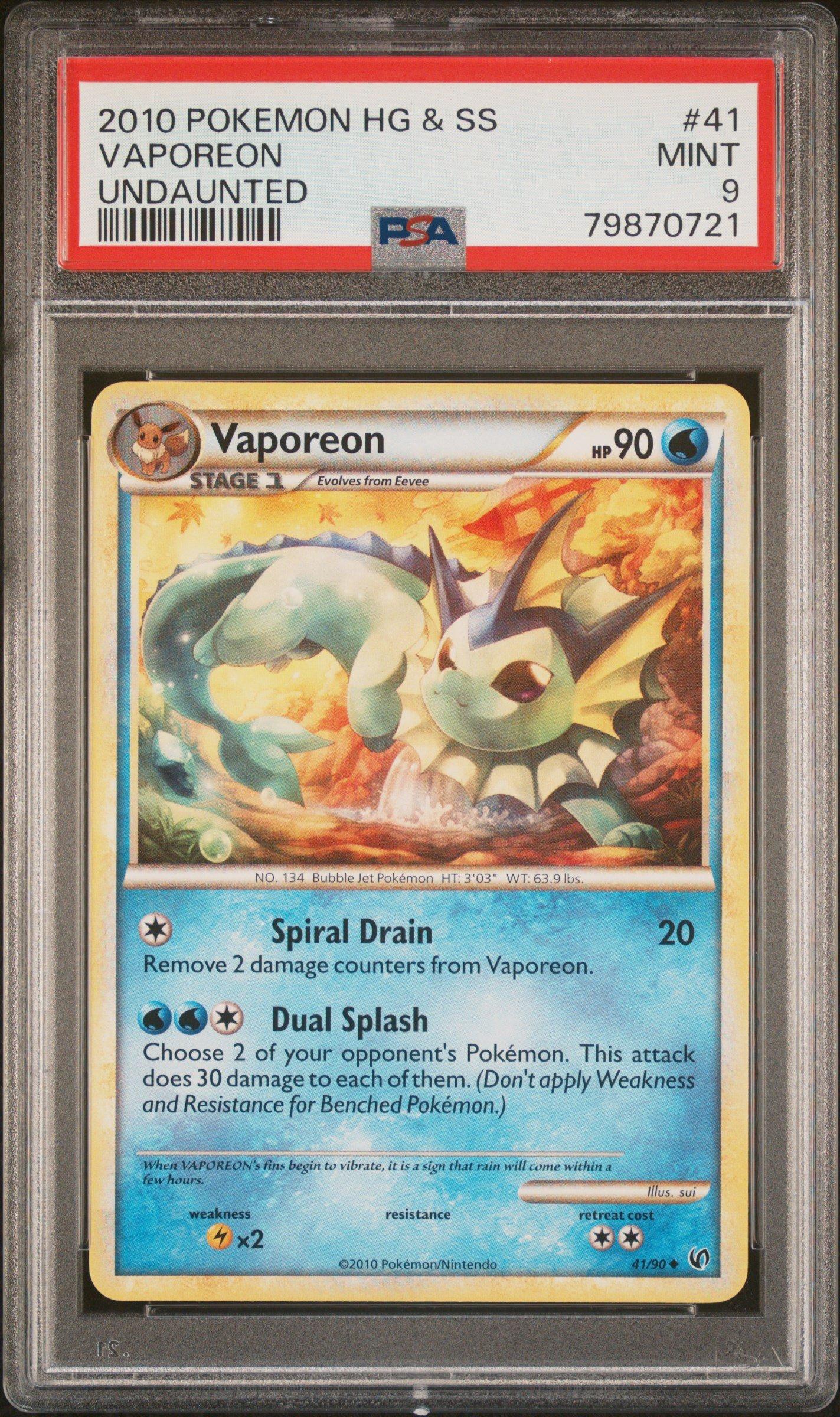 2010 Pokemon Heartgold & Soulsilver Undaunted 41 Vaporeon PSA 9