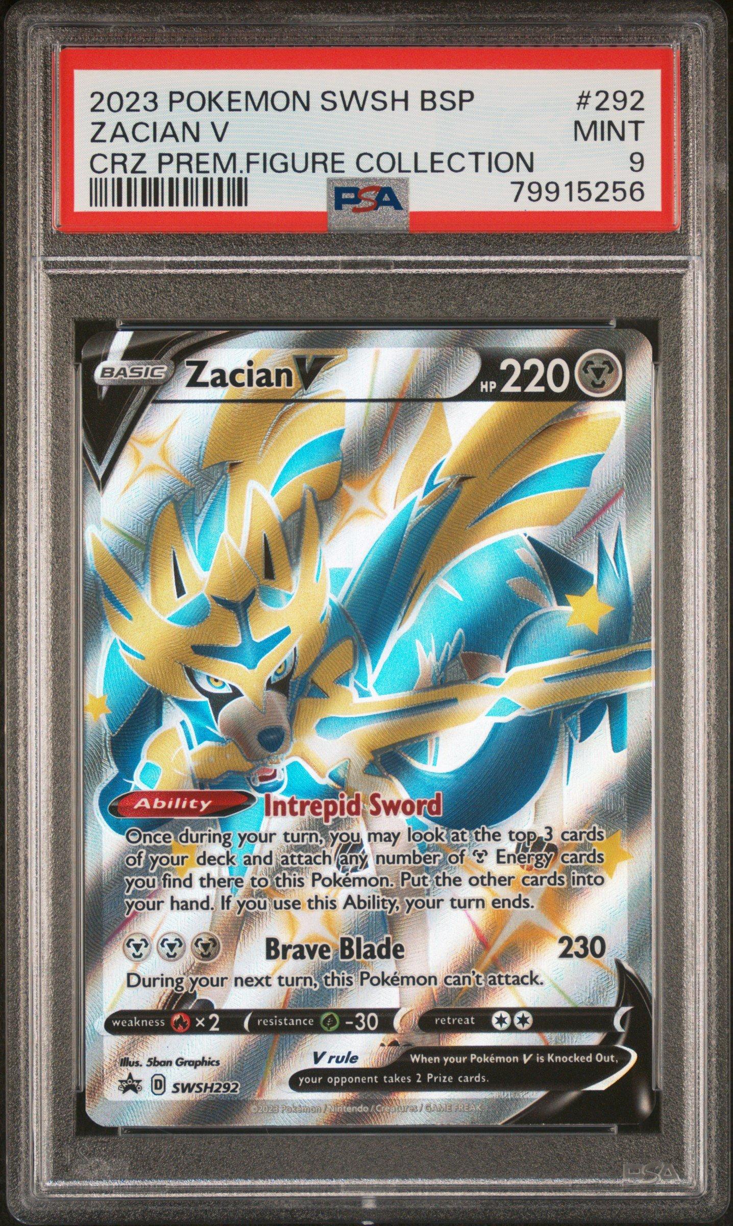 2023 Pokemon Swsh Black Star Promo 292 Zacian V Crown Zenith Premium Figure Collection PSA 9