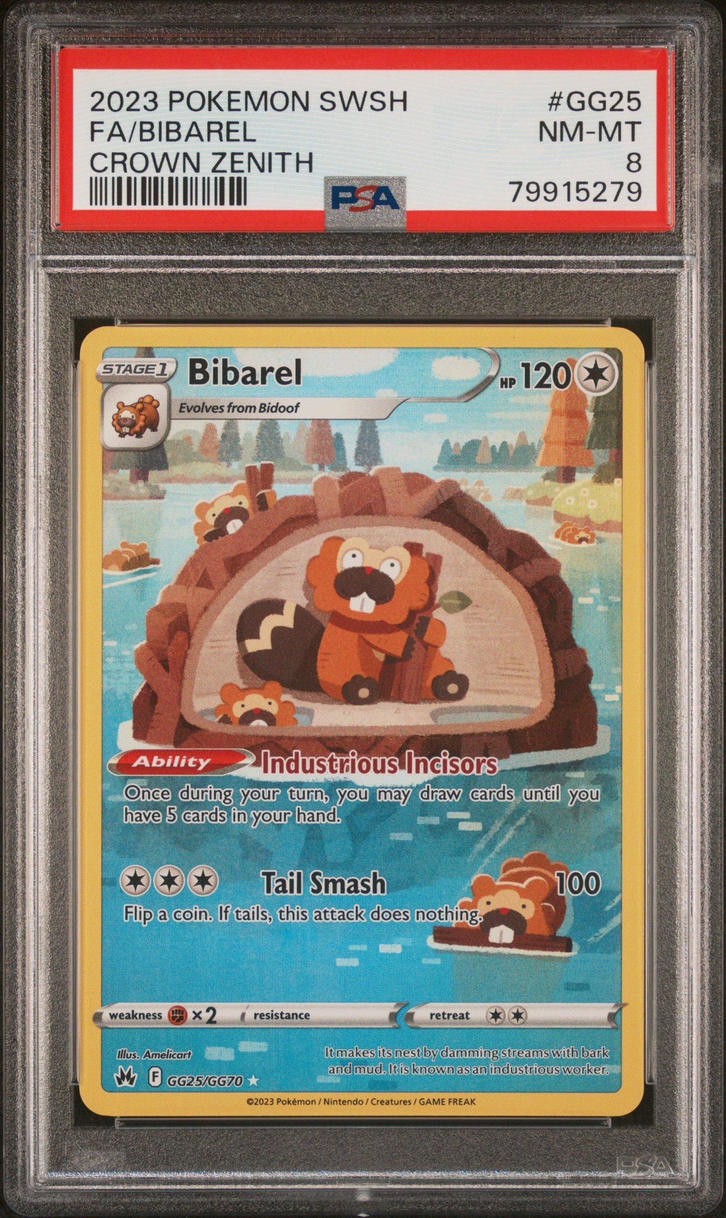 2023 Pokemon Sword And Shield Crown Zenith Gg25 Full Art/bibarel PSA 8