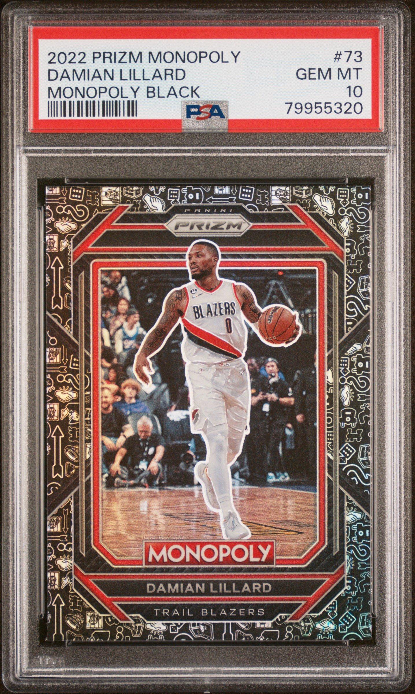 2022 Panini Prizm Monopoly 73 Damian Lillard Monopoly Black PSA 10