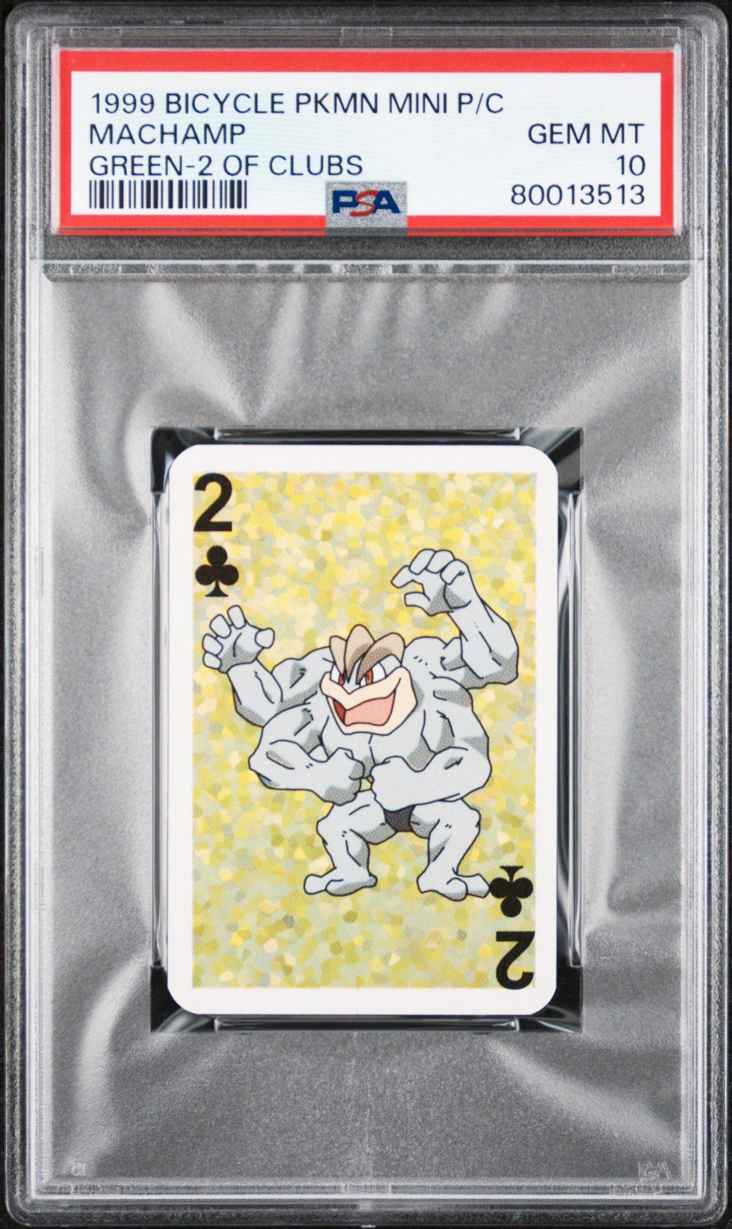 1999 Bicycle Pokemon Mini Playing Cards Green Deck  Machamp 2 Of Clubs PSA 10