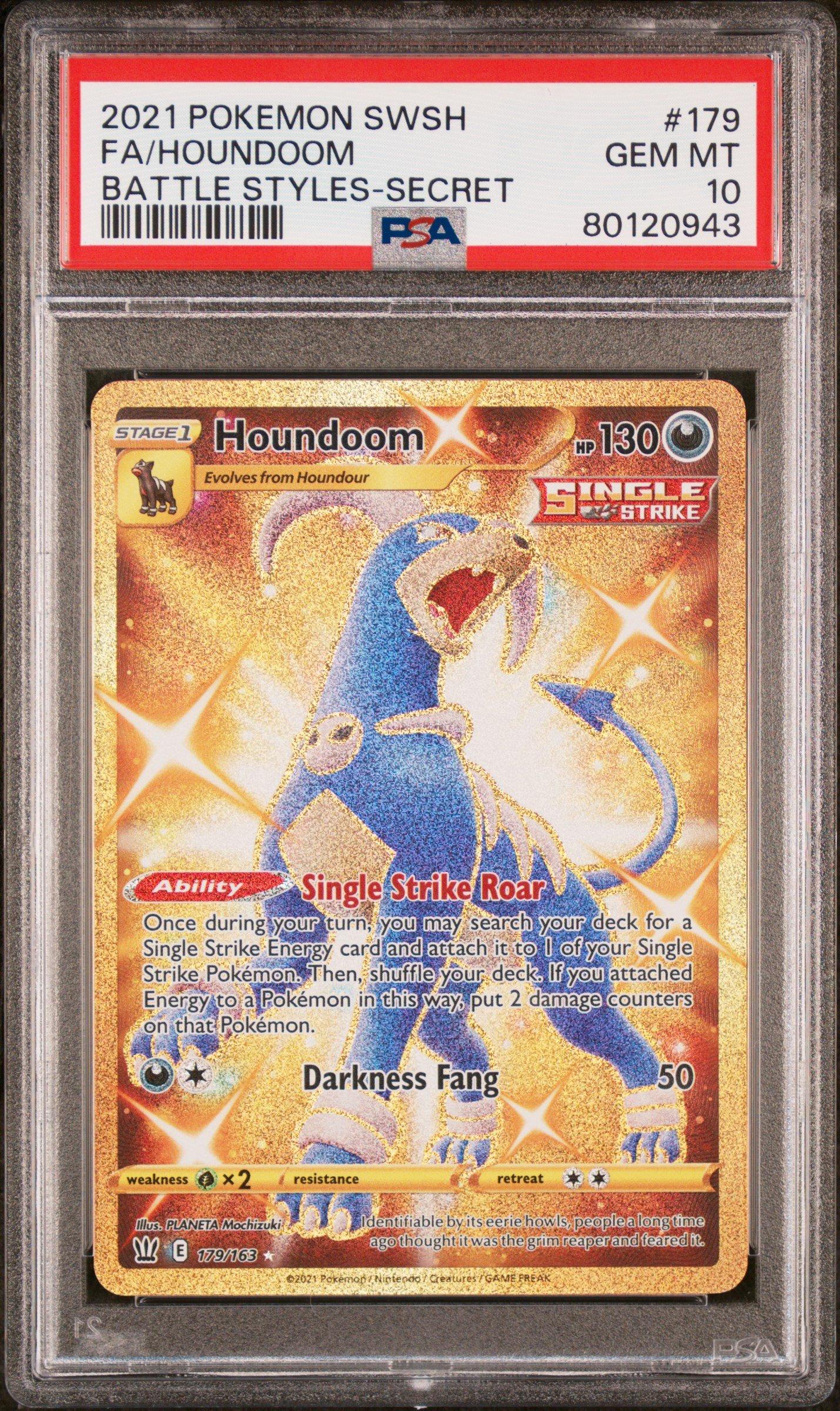 2021 Pokemon Sword & Shield Battle Styles 179 Full Art/houndoom Secret PSA 10