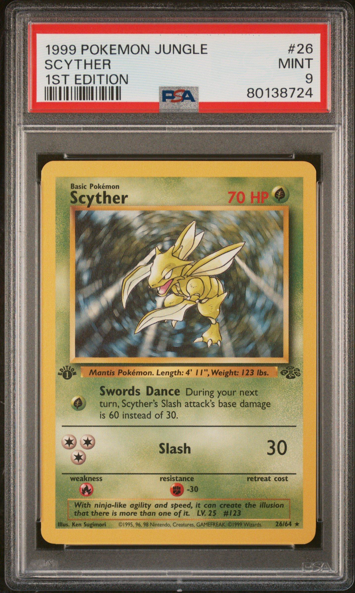 1999 Pokemon Jungle 26 Scyther 1st Edition PSA 9 | GameStop