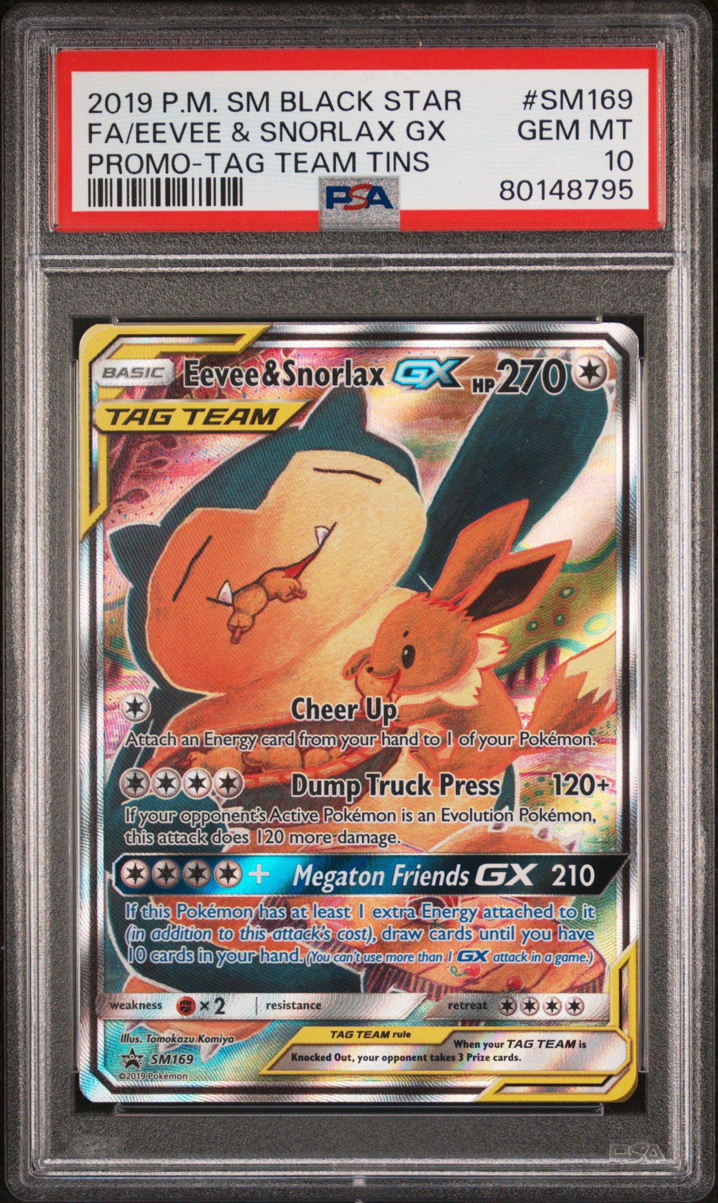 2019 Pokemon Sm Black Star Promo Sm169 Full Art/eevee & Snorlax Gx