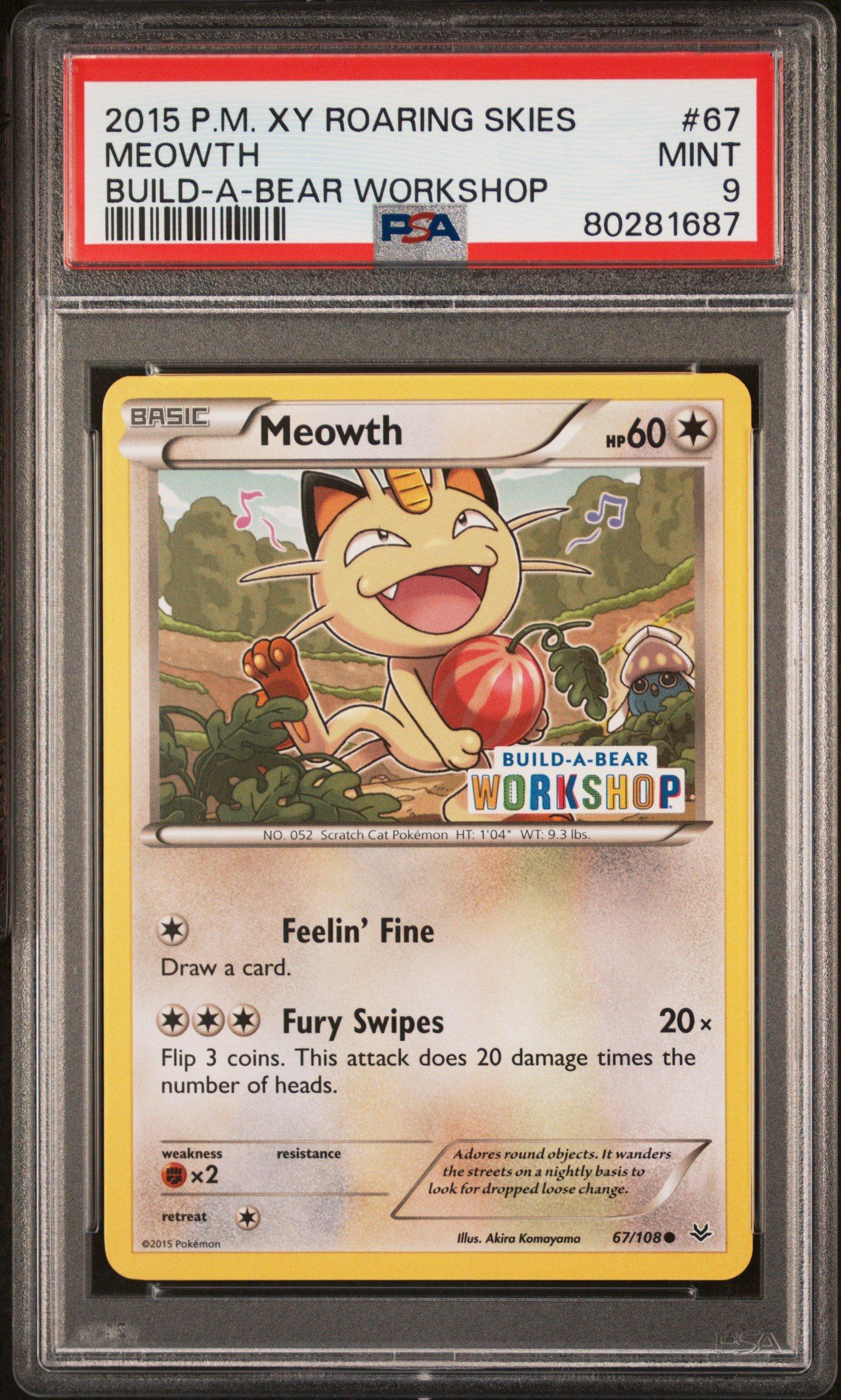 2015 Pokemon Xy Roaring Skies 67 Meowth Build-a-bear Workshop PSA 9
