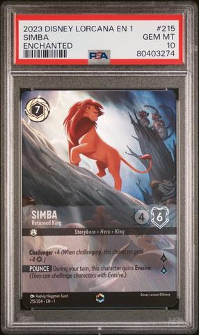 PSA10 DISNEY LORCANA シンバ #215 PSA10 Disney Lorcana Card Simba Enchanted 215/204 Japanese