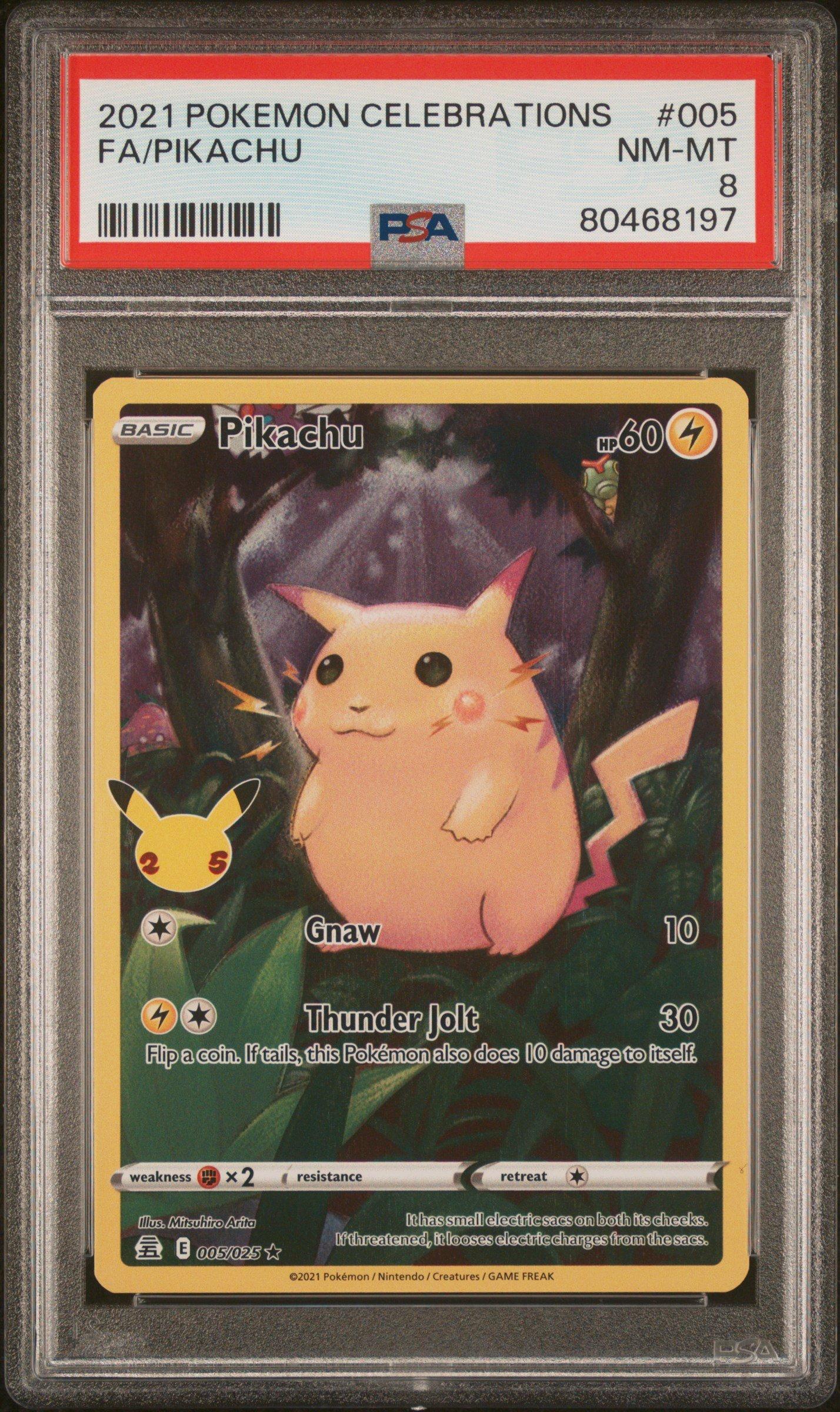 2021 Pokemon Celebrations 005 Full Art/pikachu PSA 8 Graded Card