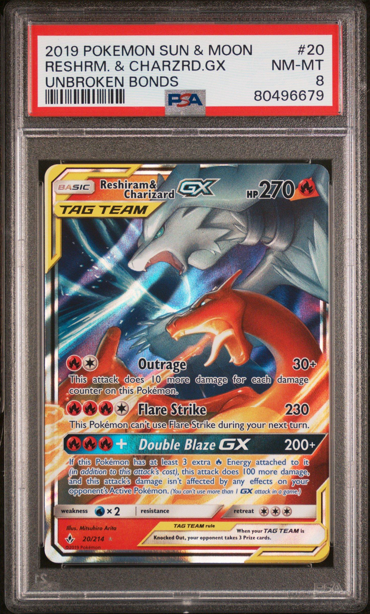 2019 Pokemon Sun & Moon Unbroken Bonds 20 Reshiram & Charizard Gx