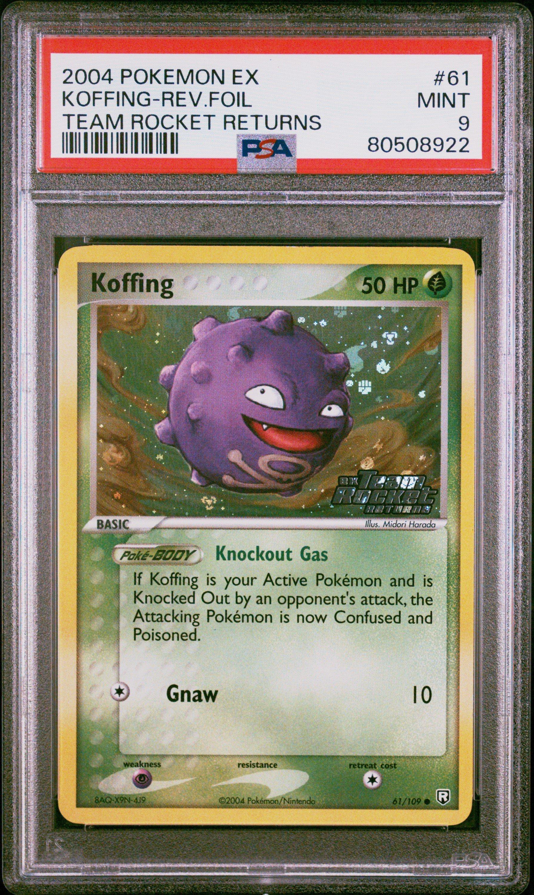 2004 Pokemon Ex Team Rocket Returns 61 Koffing-reverse Foil PSA 9