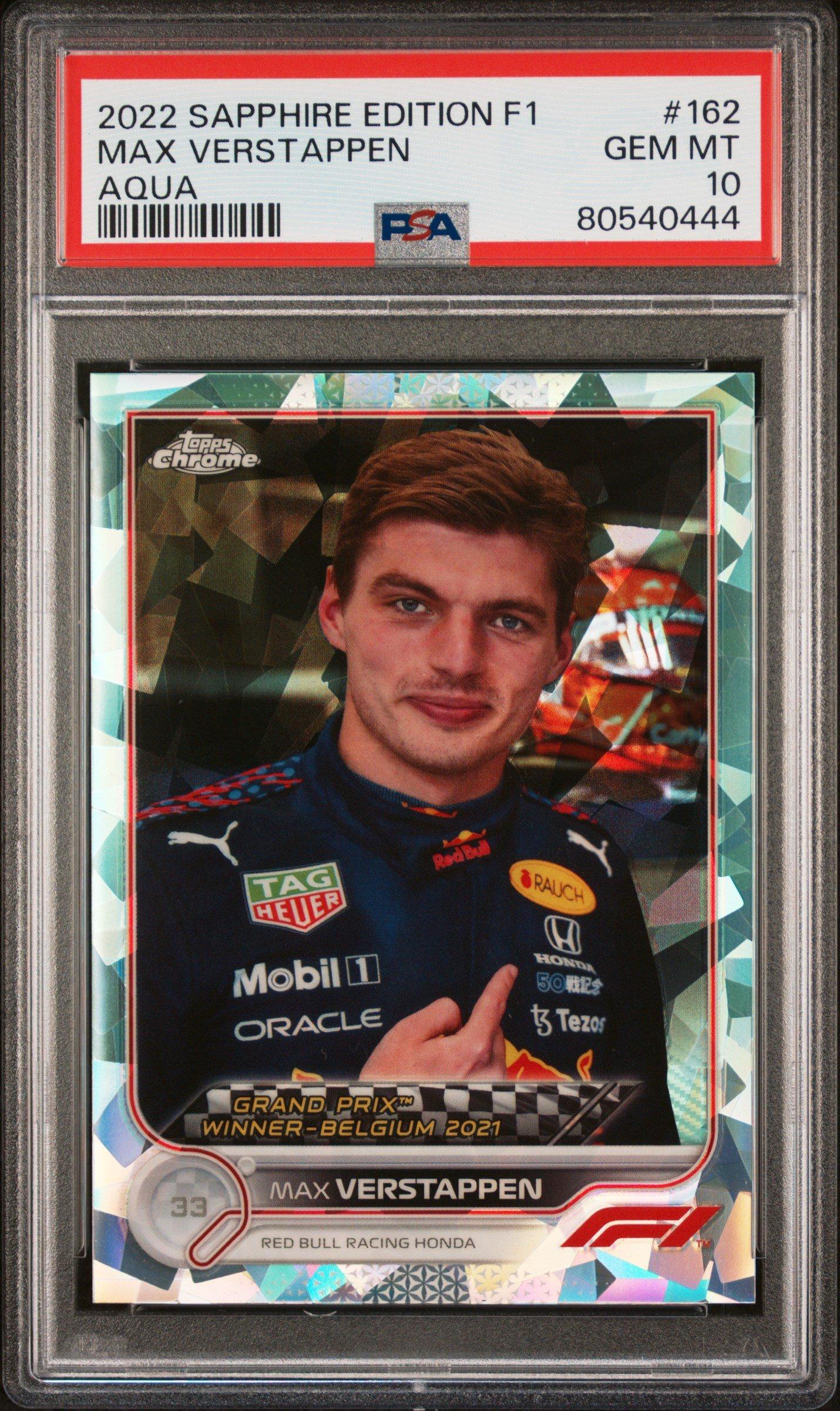 2022 Topps Chrome Formula 1 Sapphire Edition 162 Max Verstappen Aqua PSA 10  Graded Card | GameStop