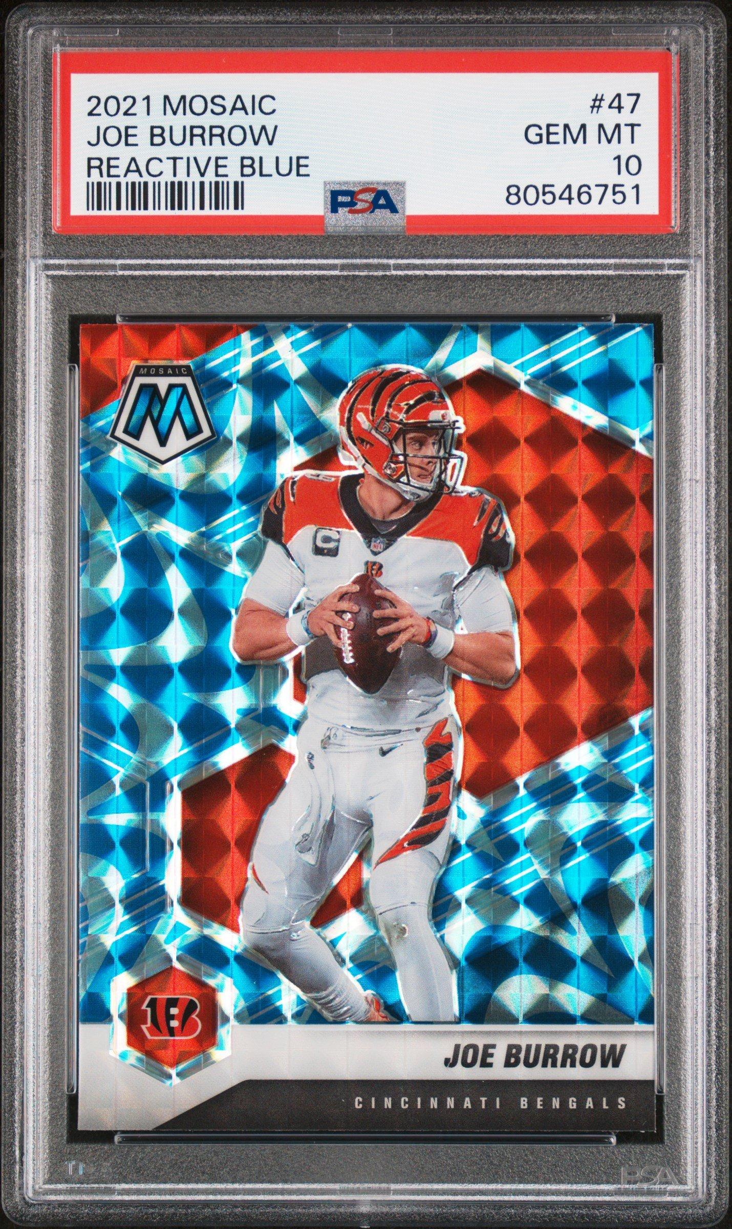 with:D クリスタルBlock PSA ver 2021 Panini Mosaic 47 Joe Burrow Reactive Blue PSA 10 Graded Card