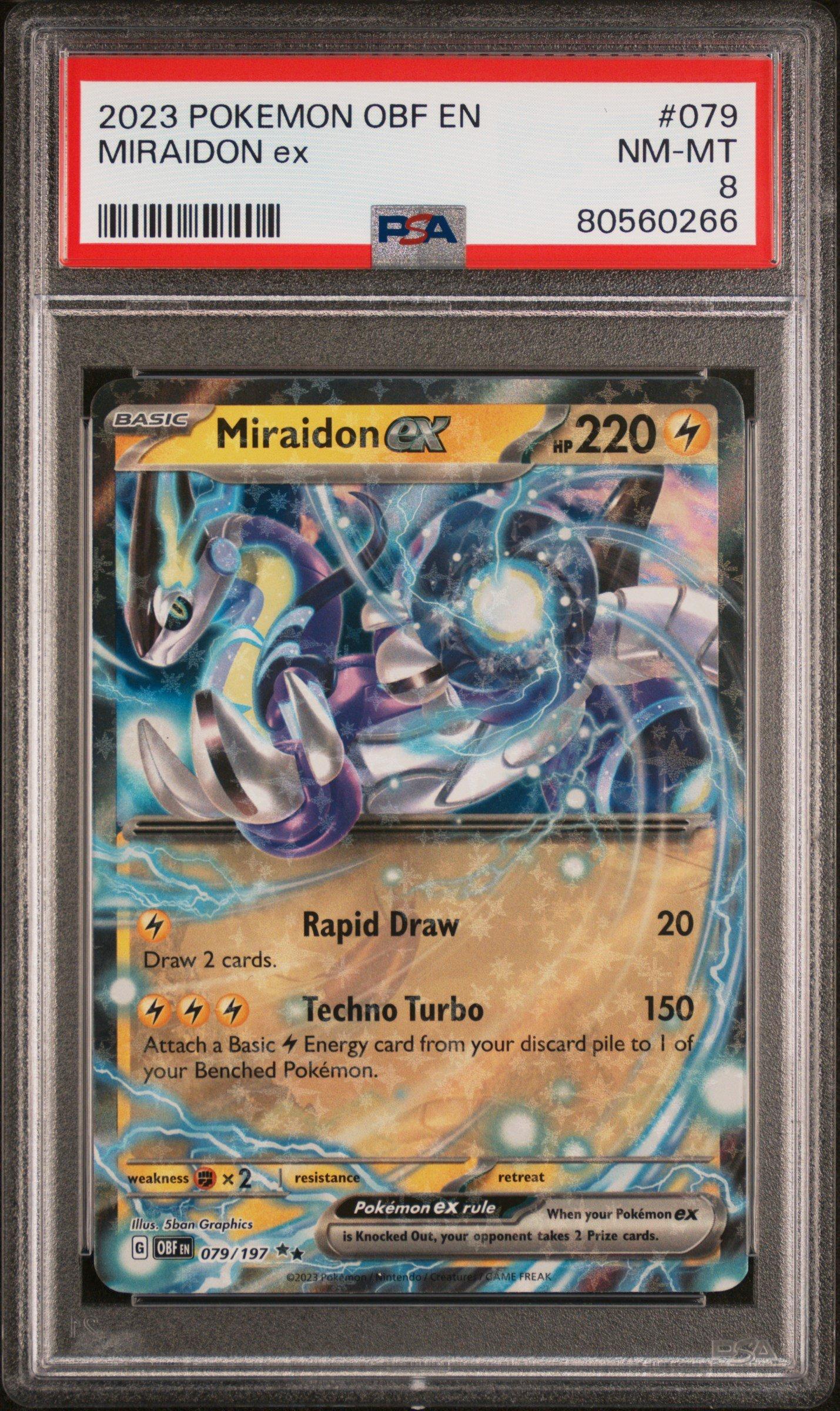 2023 Pokemon Obf En-obsidian Flames 079 Miraidon Ex PSA 8 Graded