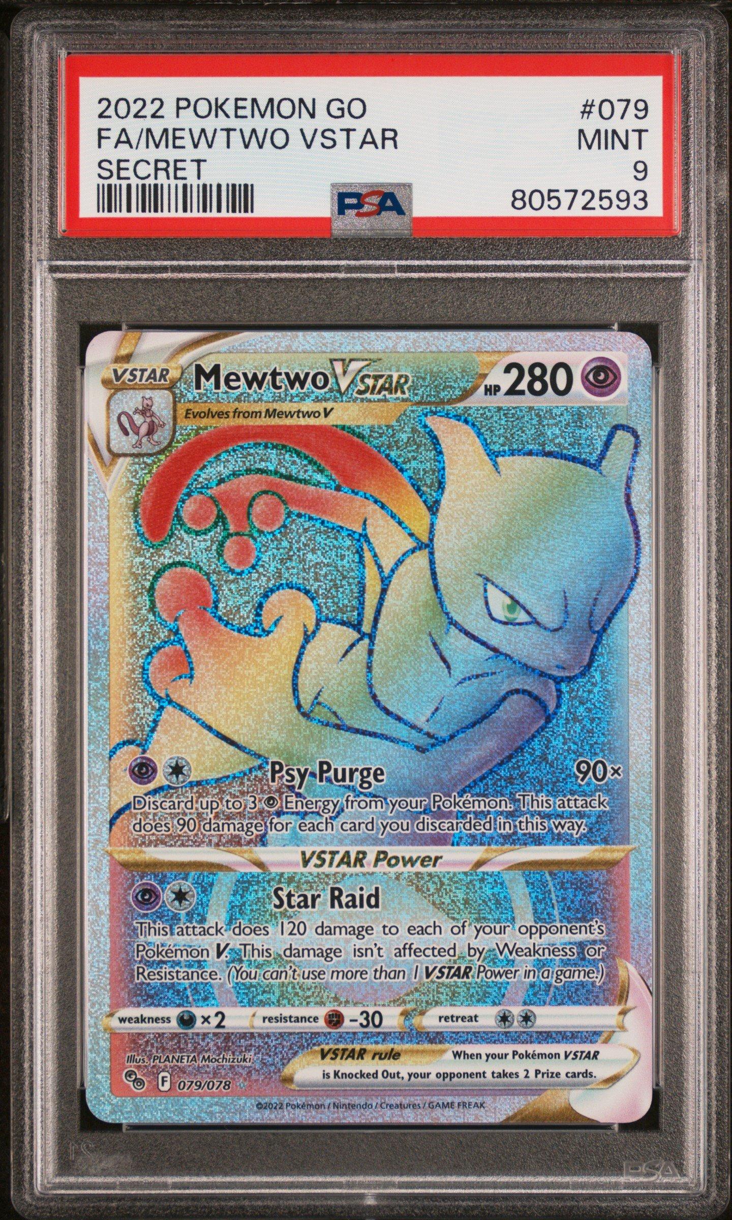 2022 Pokemon Go 079 Full Art/mewtwo Vstar Secret PSA 9 Graded Card