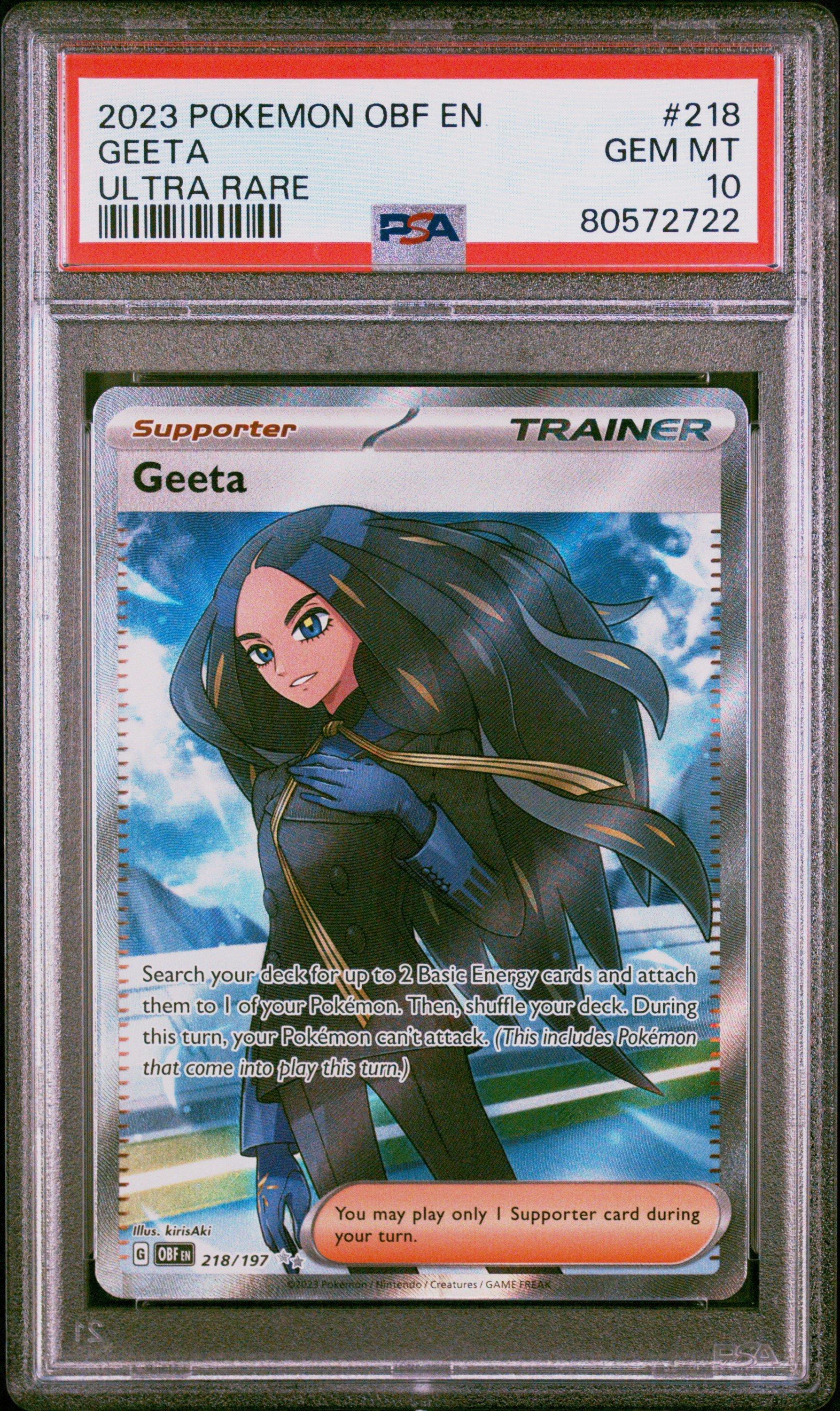 2023 Pokemon Obf En-obsidian Flames 218 Geeta Ultra Rare PSA 10