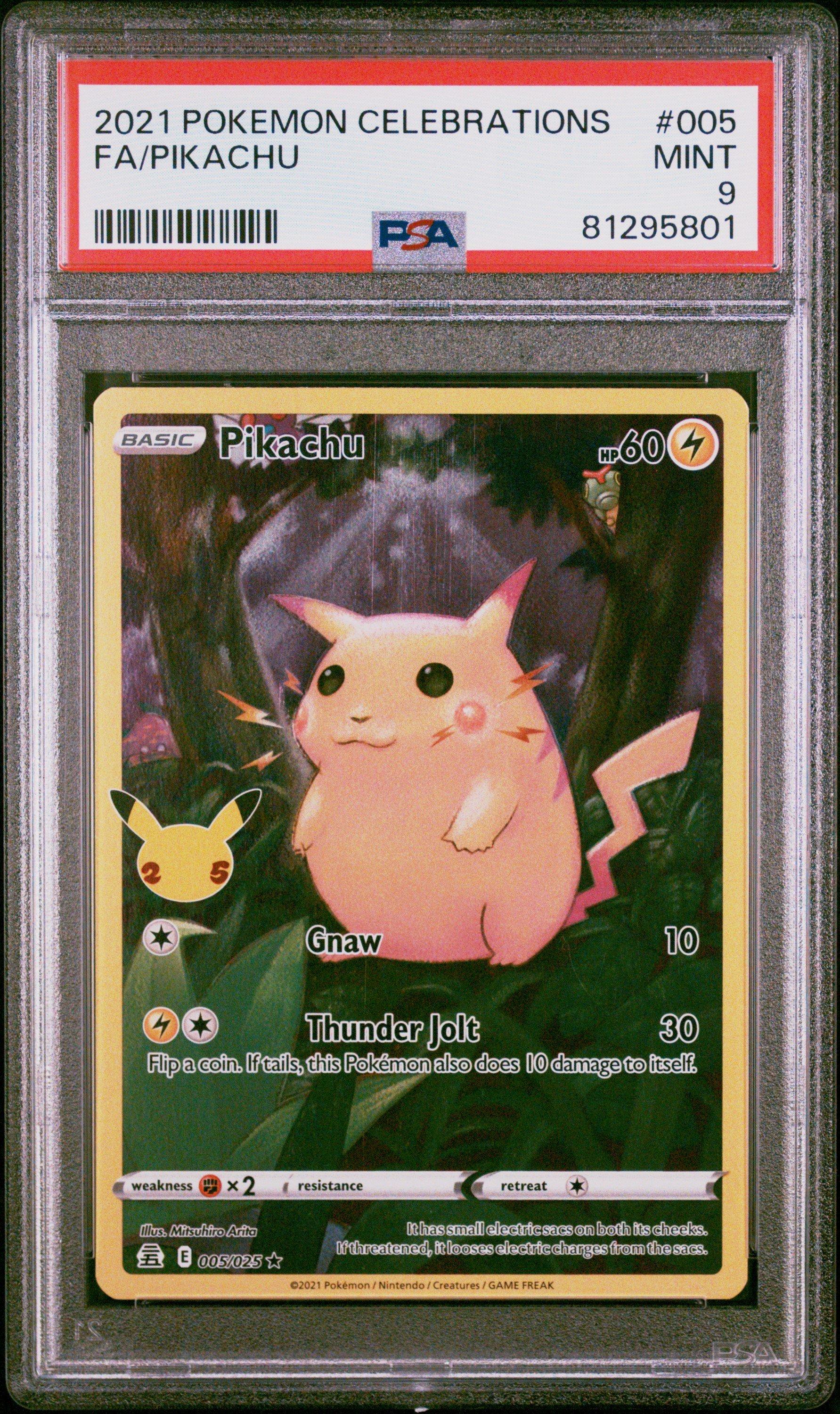 2021 Pokemon Celebrations 005 Full Art/pikachu PSA 9 Graded Card