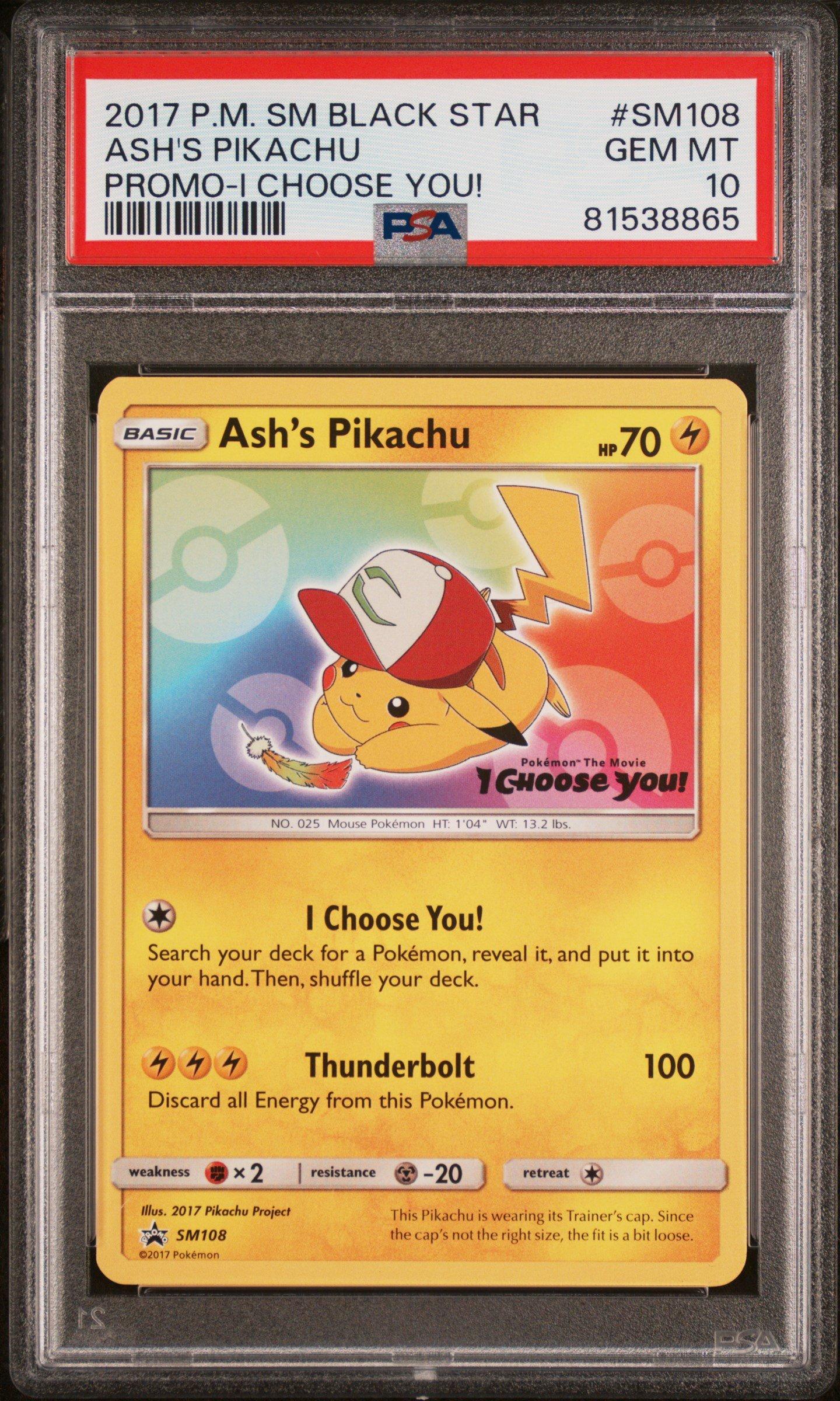 2017 Pokemon Sm Black Star Promo Sm108 Ash's Pikachu I Choose You