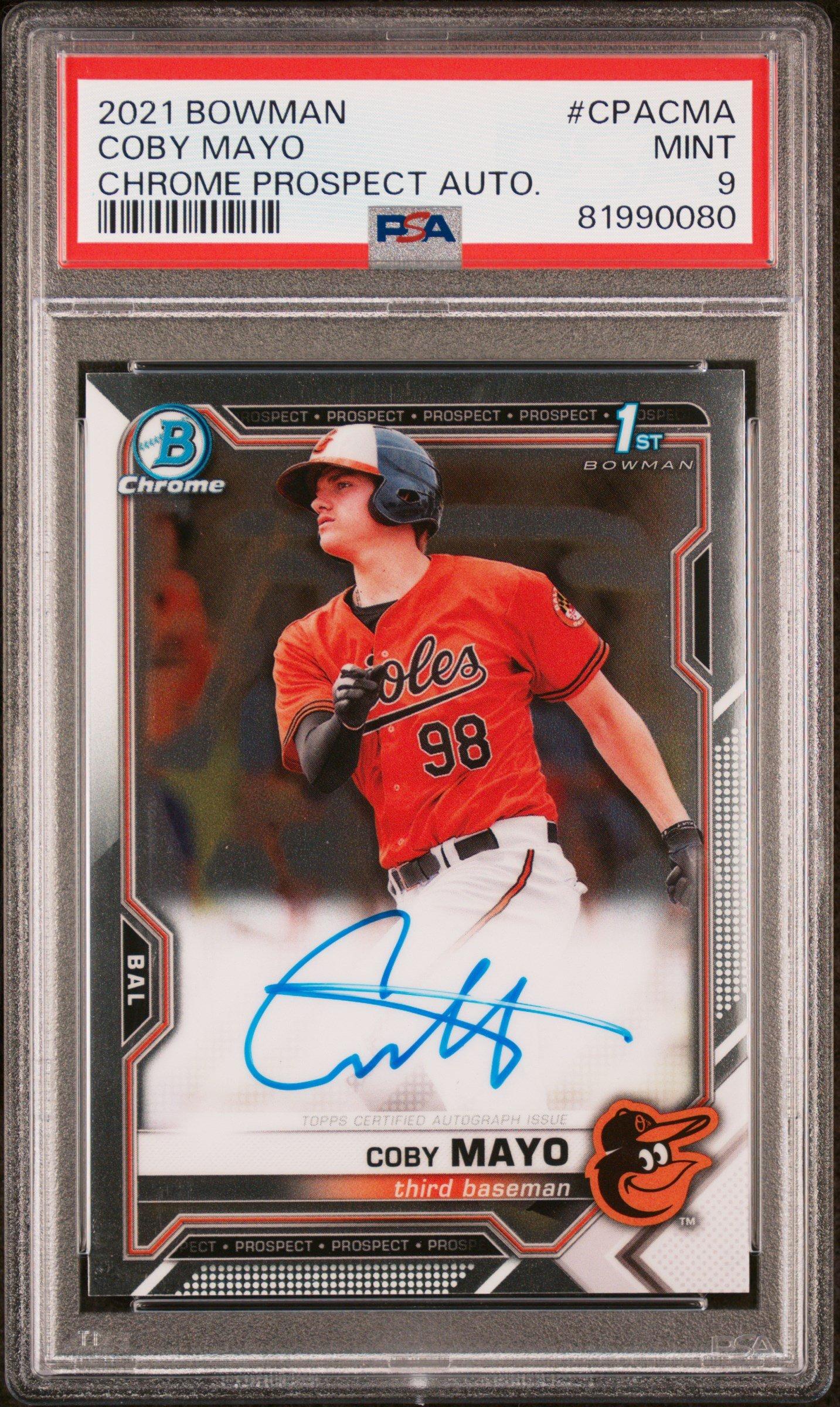 2021 Bowman Chrome Prospect Autographs Cpacma Coby Mayo PSA 9 