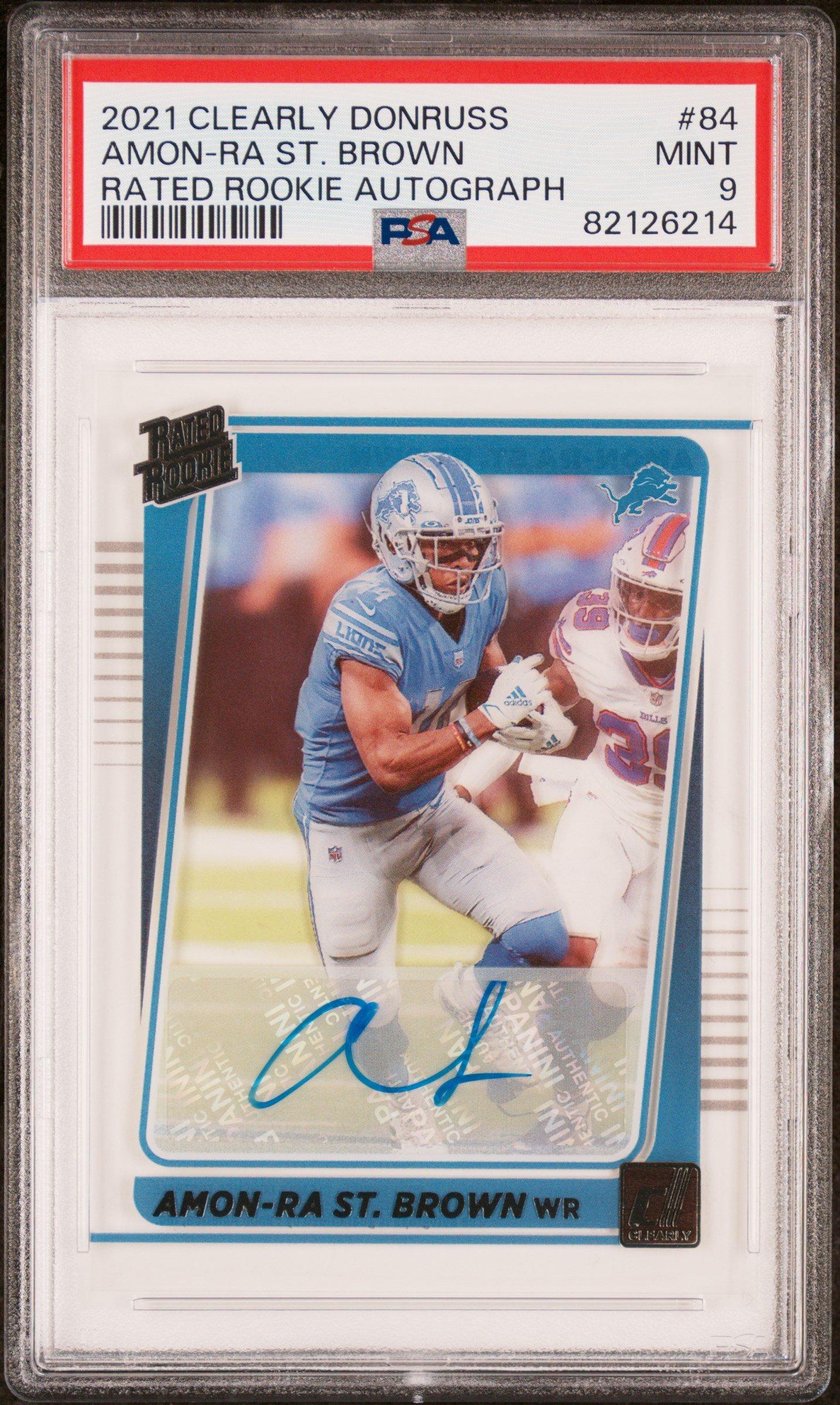 2021 Panini Clearly Donruss 84 Amon-ra St. Brown Rated Rookie Autograph PSA 9