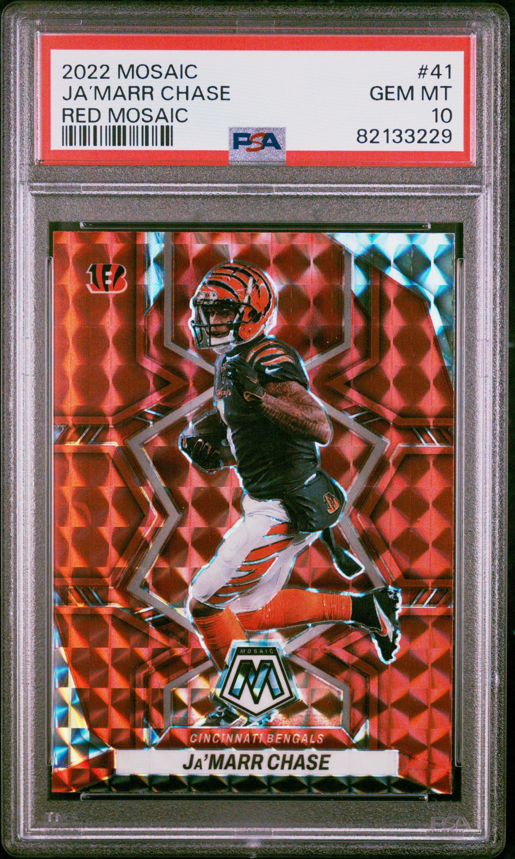 2022 Panini Mosaic 41 Ja’marr Chase Red Mosaic PSA 10