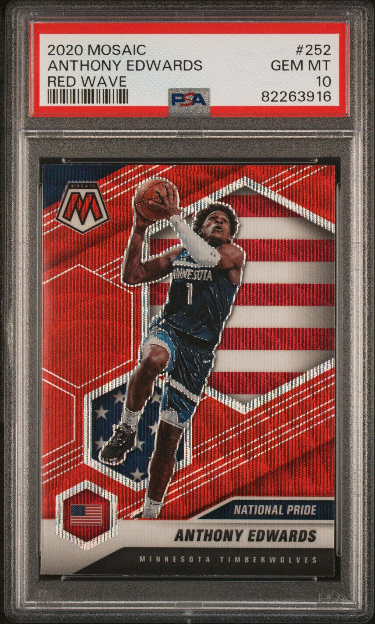 2020 Panini Mosaic 252 Anthony Edwards Red Wave PSA 10 Graded Card