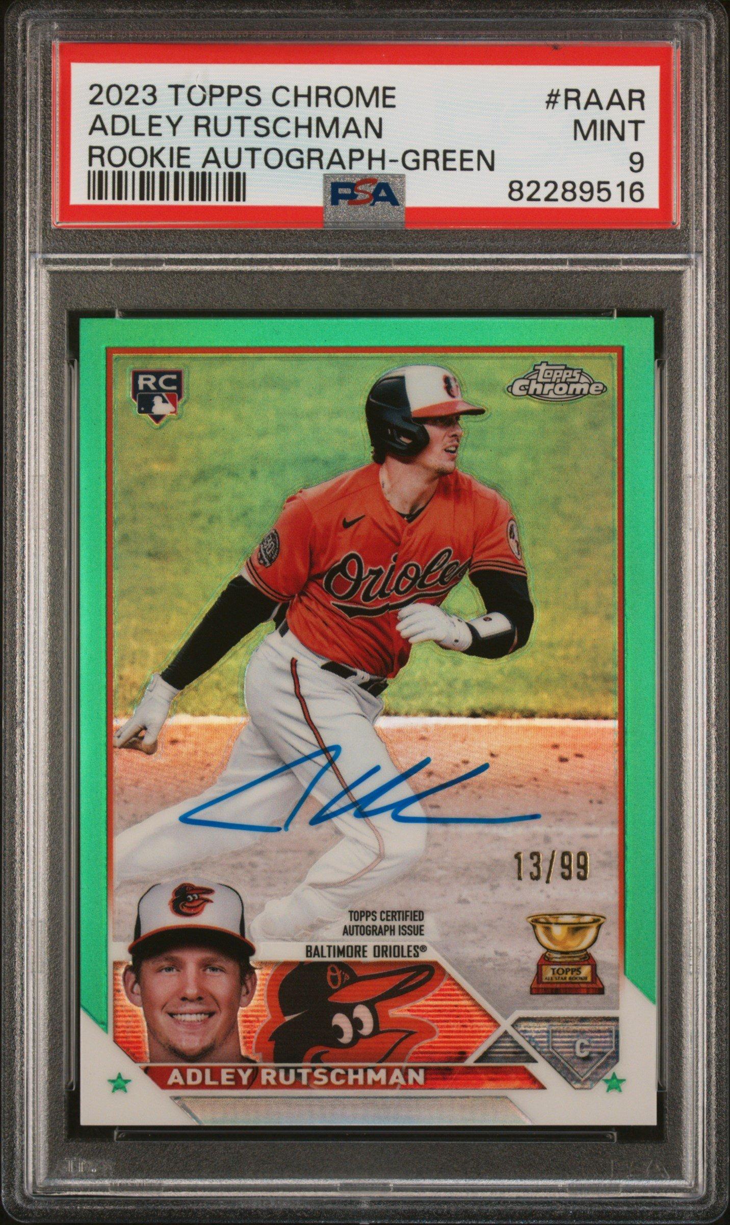 2023 Topps Chrome Rookie Autograph Raar Adley Rutschman Green Refractor PSA 9