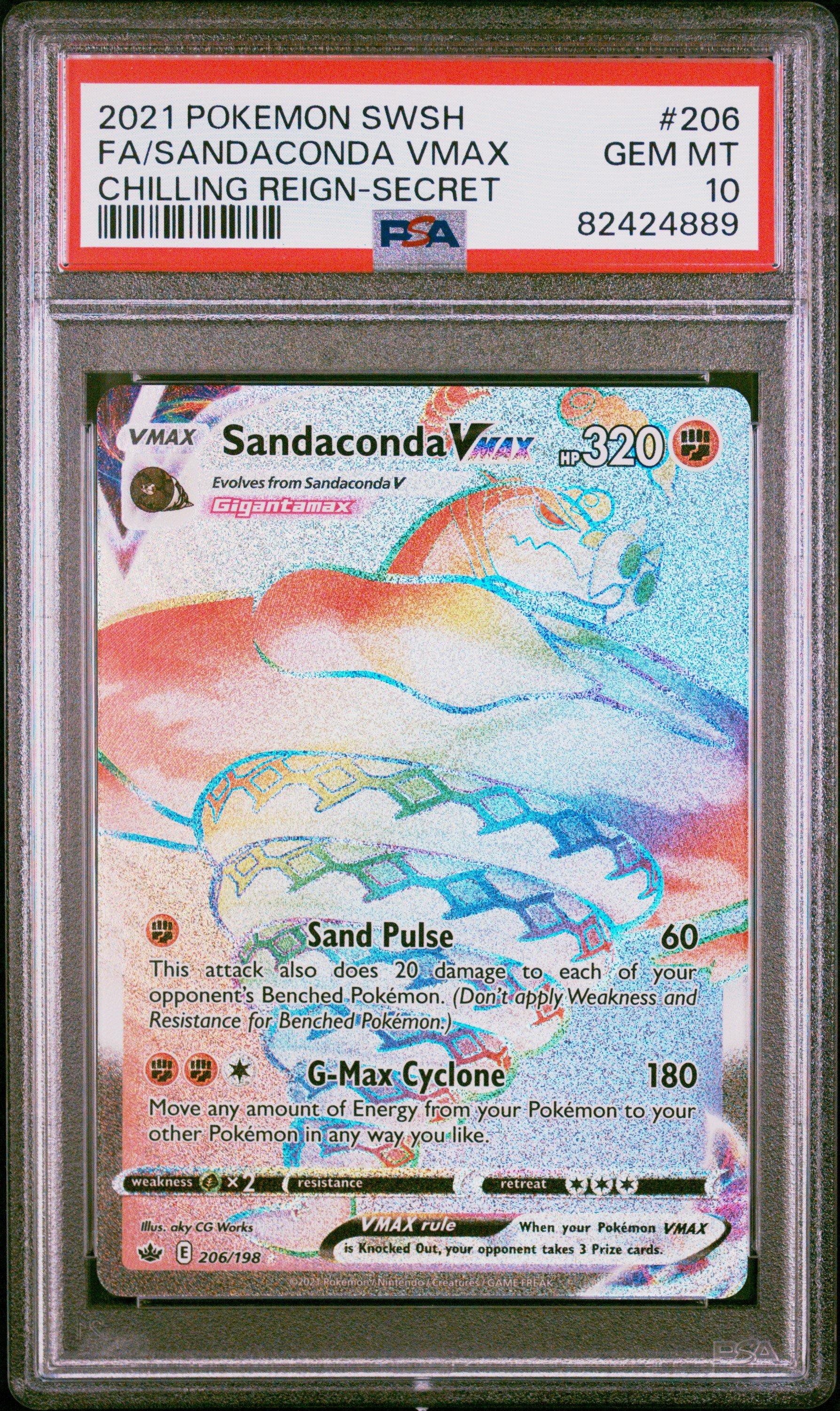 2021 Pokemon Sword & Shield Chilling Reign 206 Full Art/sandaconda Vmax Secret PSA 10
