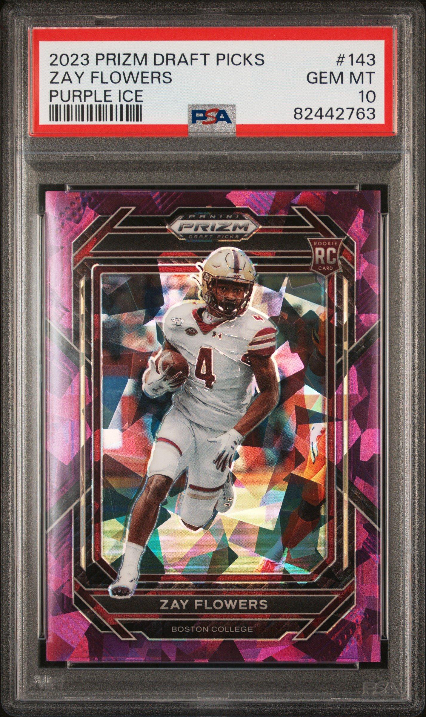 Yu-hi♫♡ 2023 Panini Prizm Draft Picks 143 Zay Flowers Purple Ice PSA 10