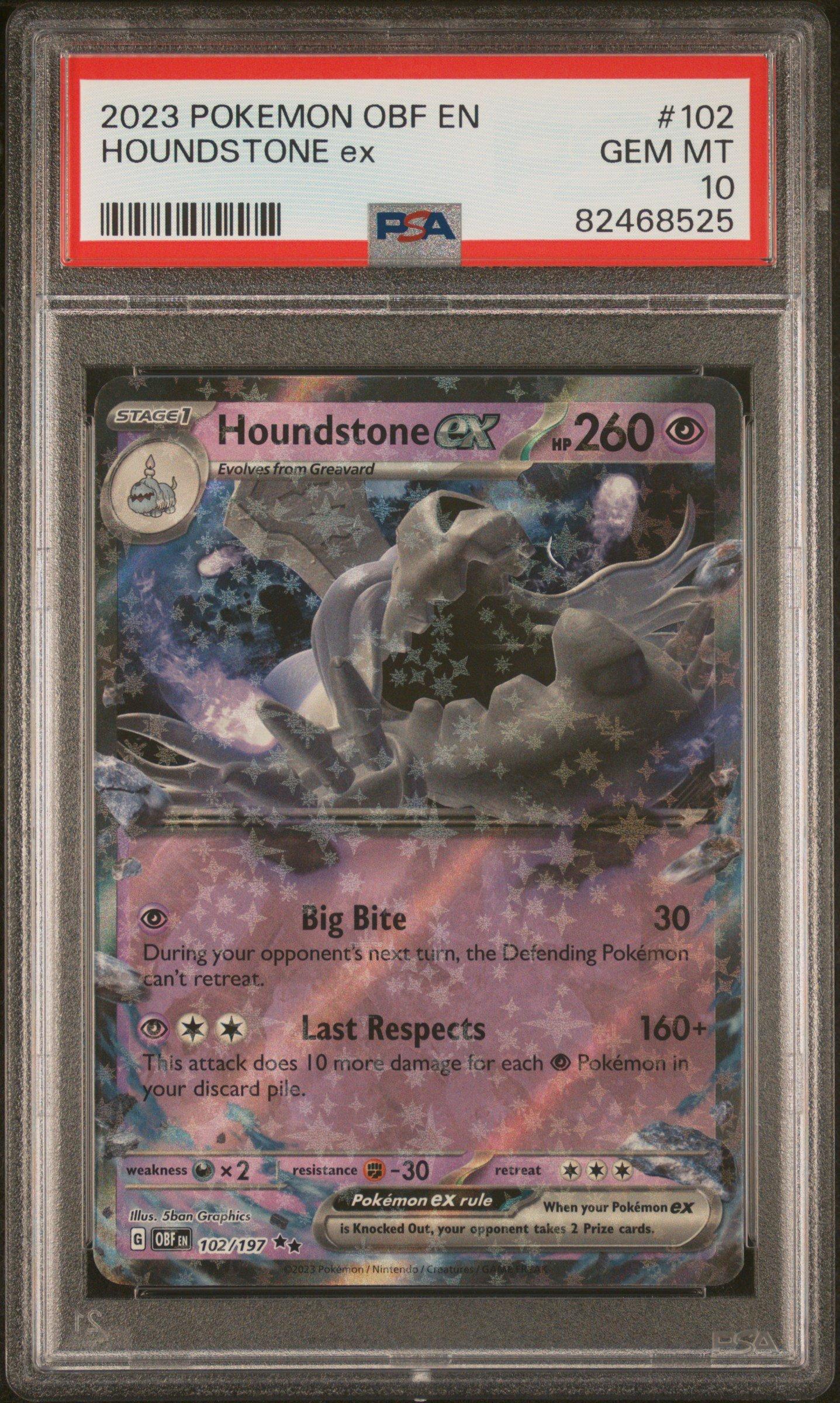 2023 Pokemon Obf En-obsidian Flames 102 Houndstone Ex PSA 10