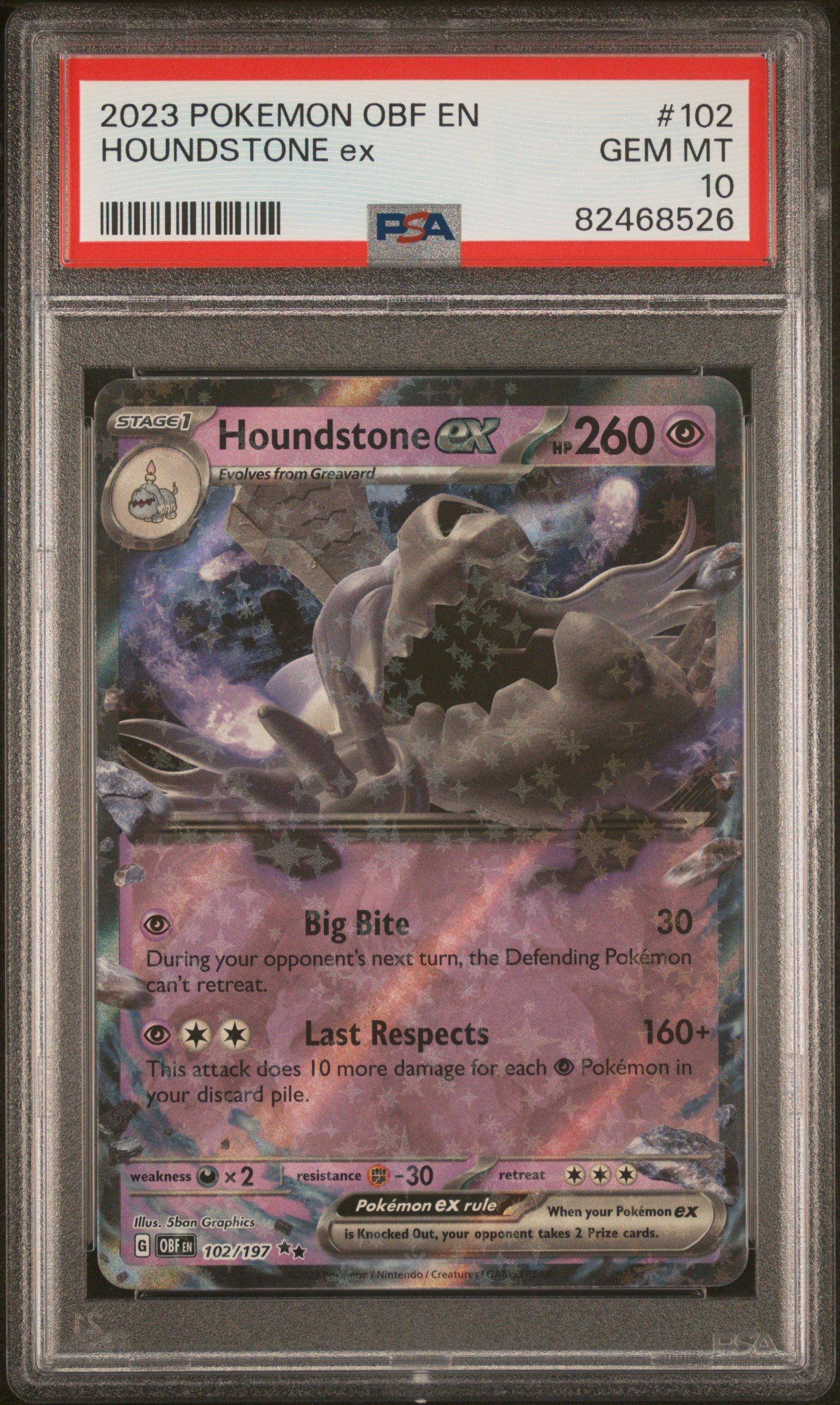2023 Pokemon Obf En-obsidian Flames 102 Houndstone Ex PSA 10