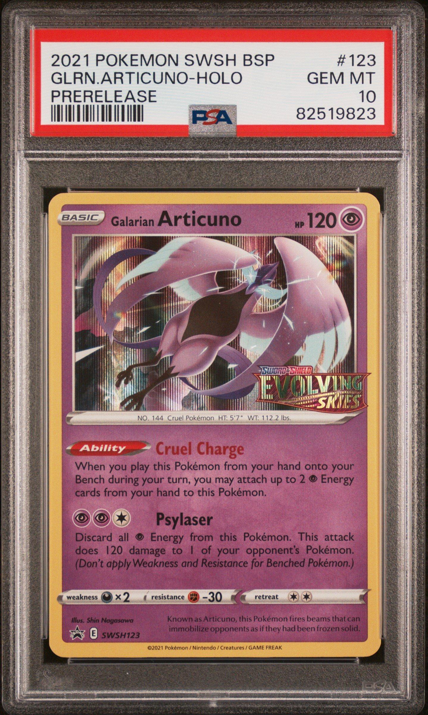 2021 Pokemon Swsh Black Star Promo 123 Galarian Articuno-holo Prerelease PSA 10
