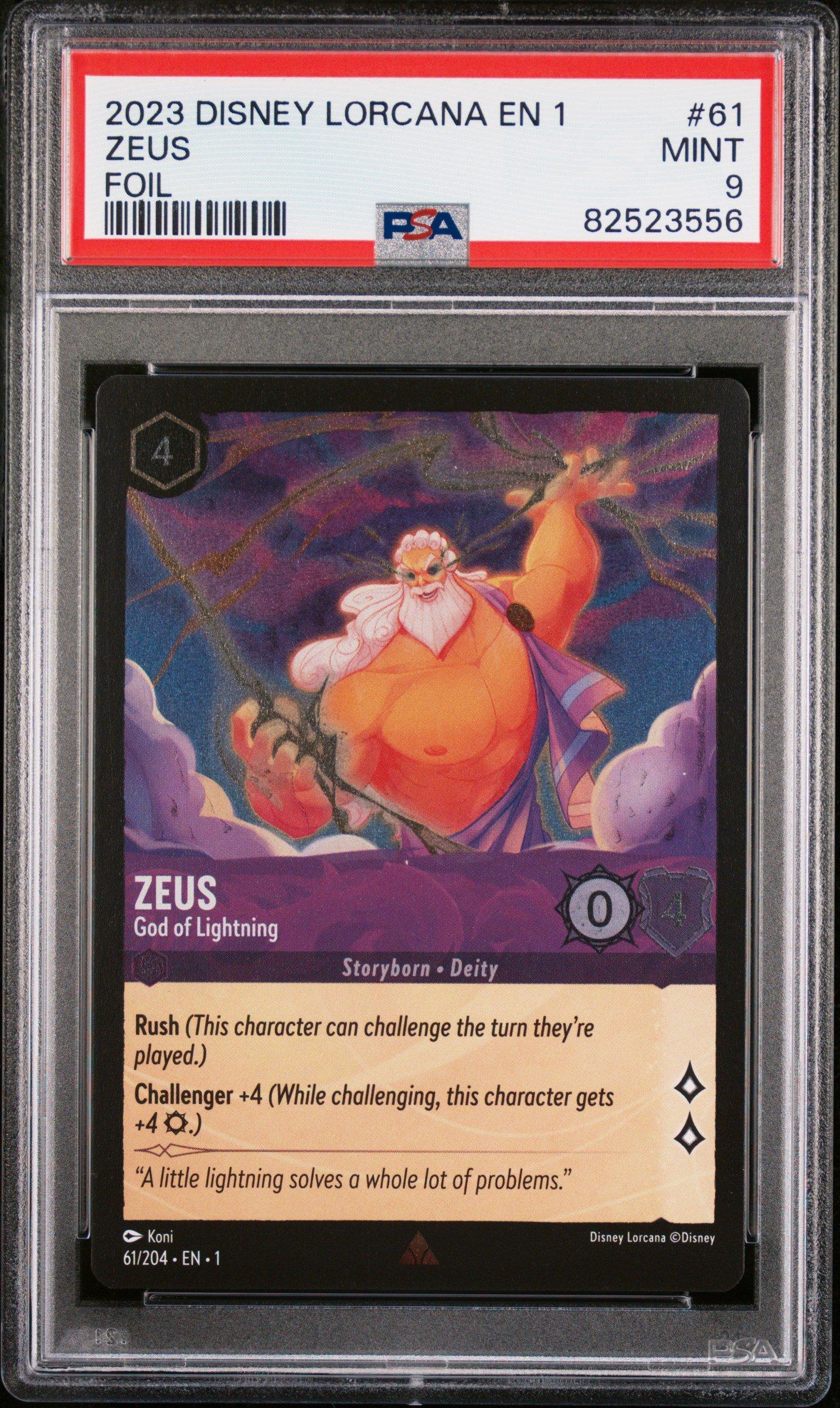 2023 Disney Lorcana En 1-the First Chapter 61 Zeus - God Of Lightning Foil PSA 9