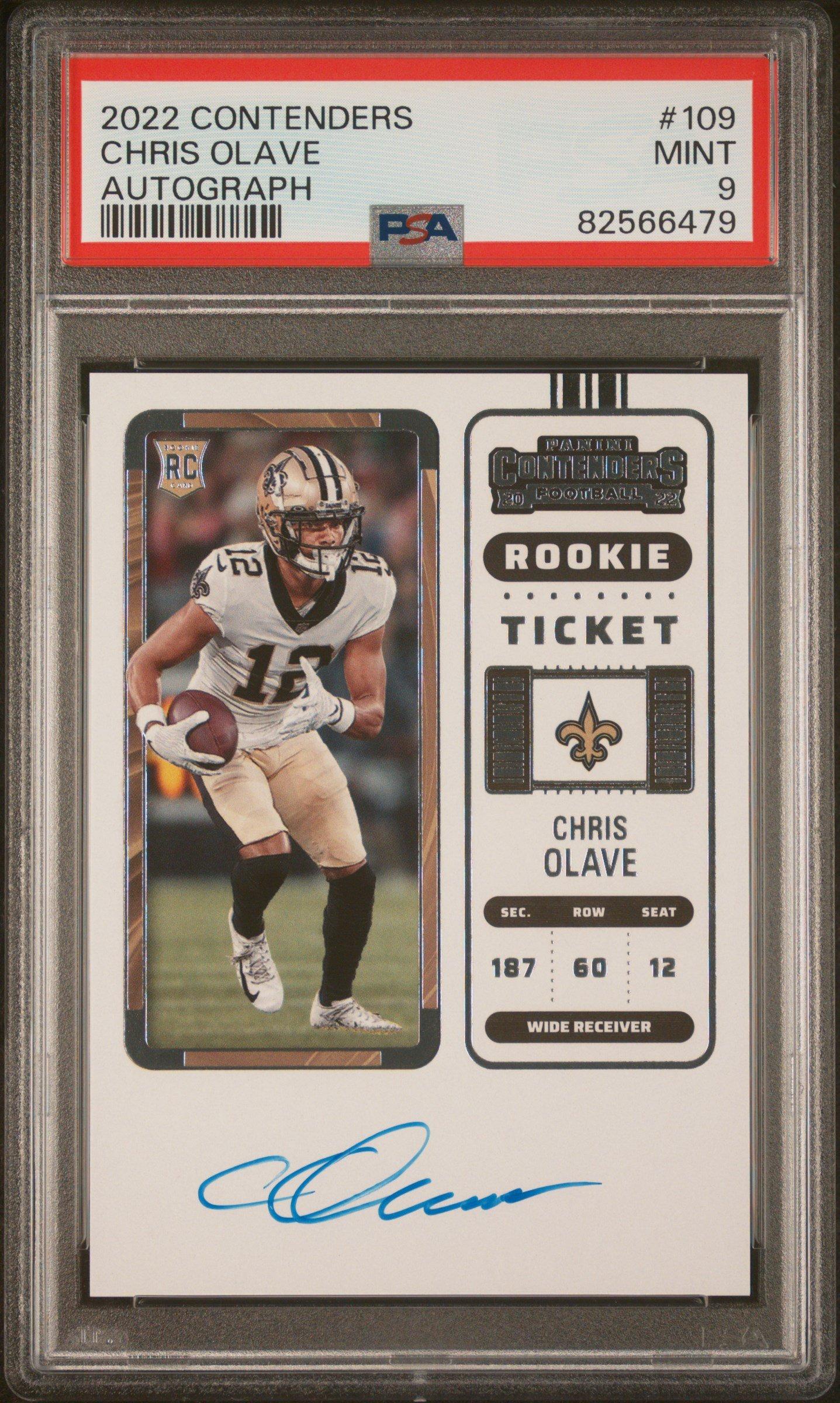 直筆サインカード  Panini Chris Olave PSA 9 2022 Panini Contenders 109 Chris Olave Autograph PSA 9 Graded Card