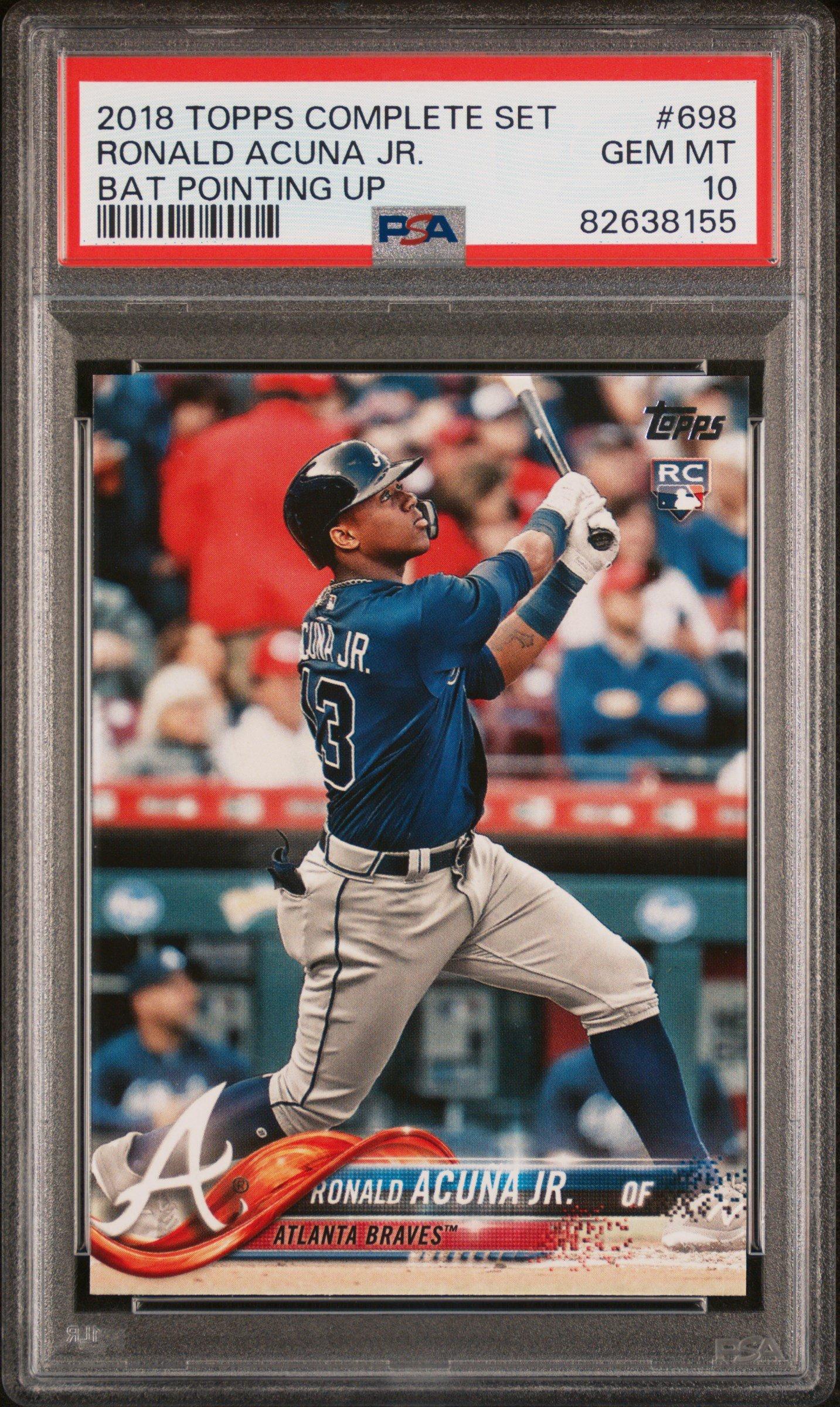 2018 Topps Complete Set 698 Ronald Acuna Jr. Bat Pointing Up PSA 10