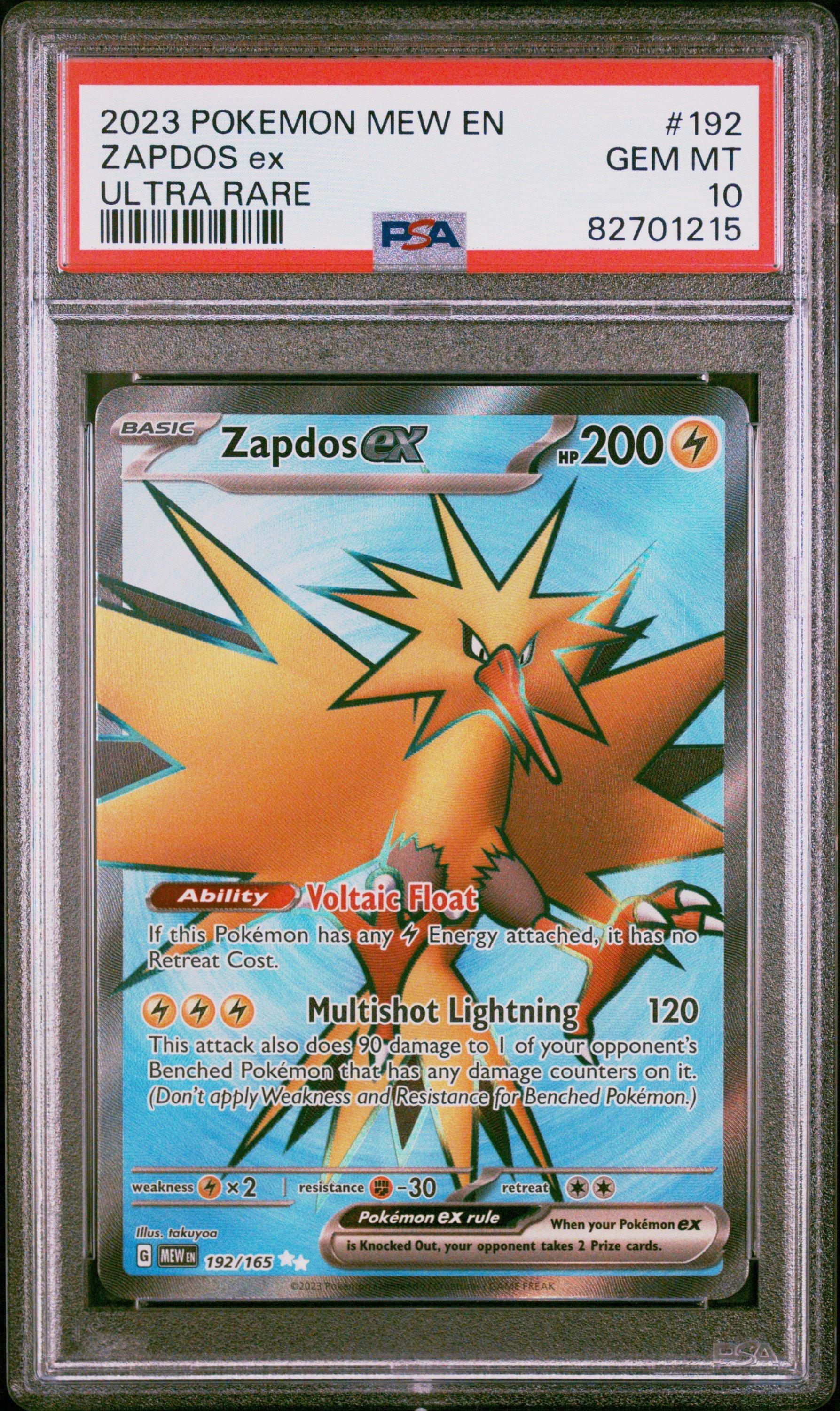2023 Pokemon Mew En-151 192 Zapdos Ex Ultra Rare PSA 10 Graded