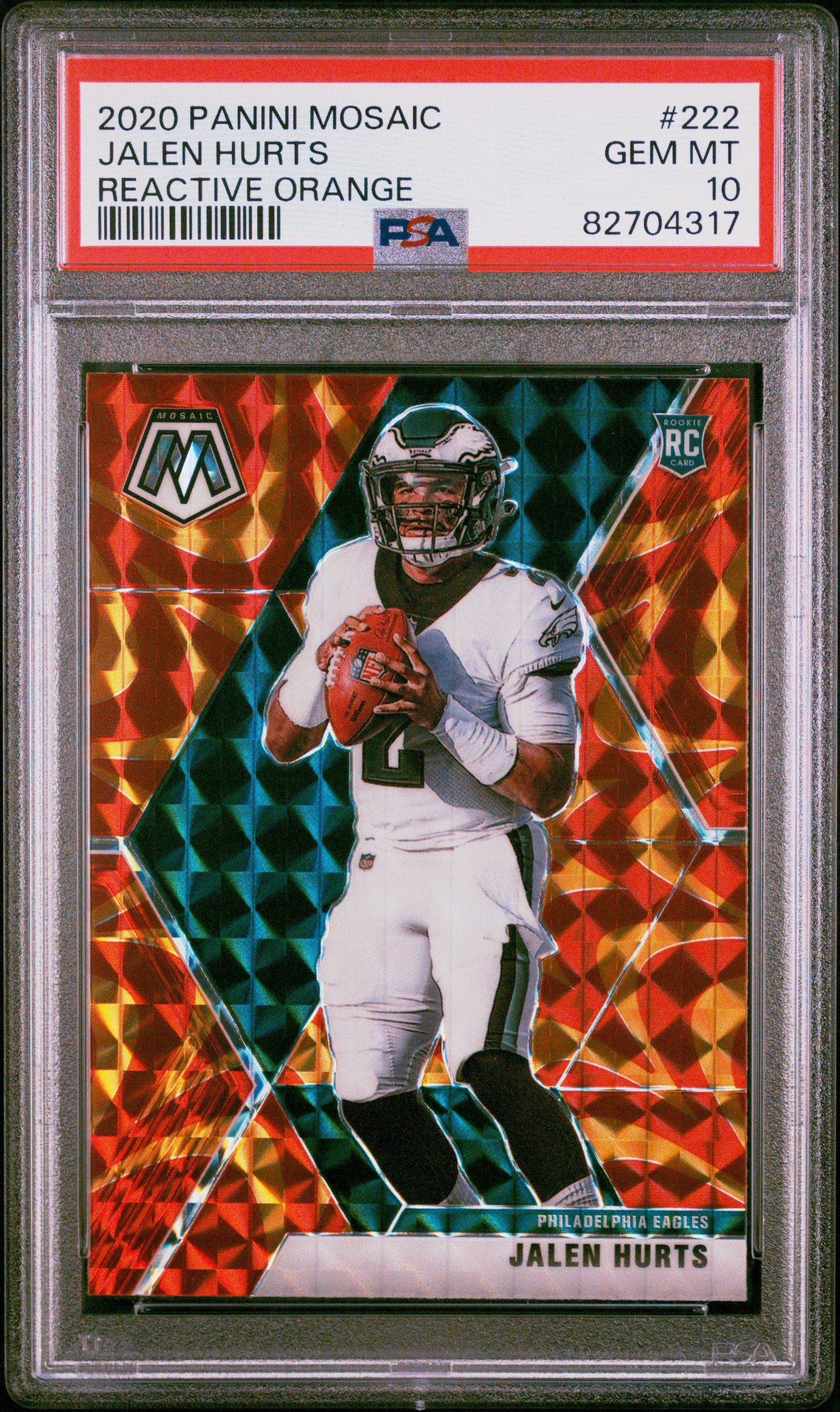 2020 Panini Mosaic 222 Jalen Hurts Reactive Orange PSA 10