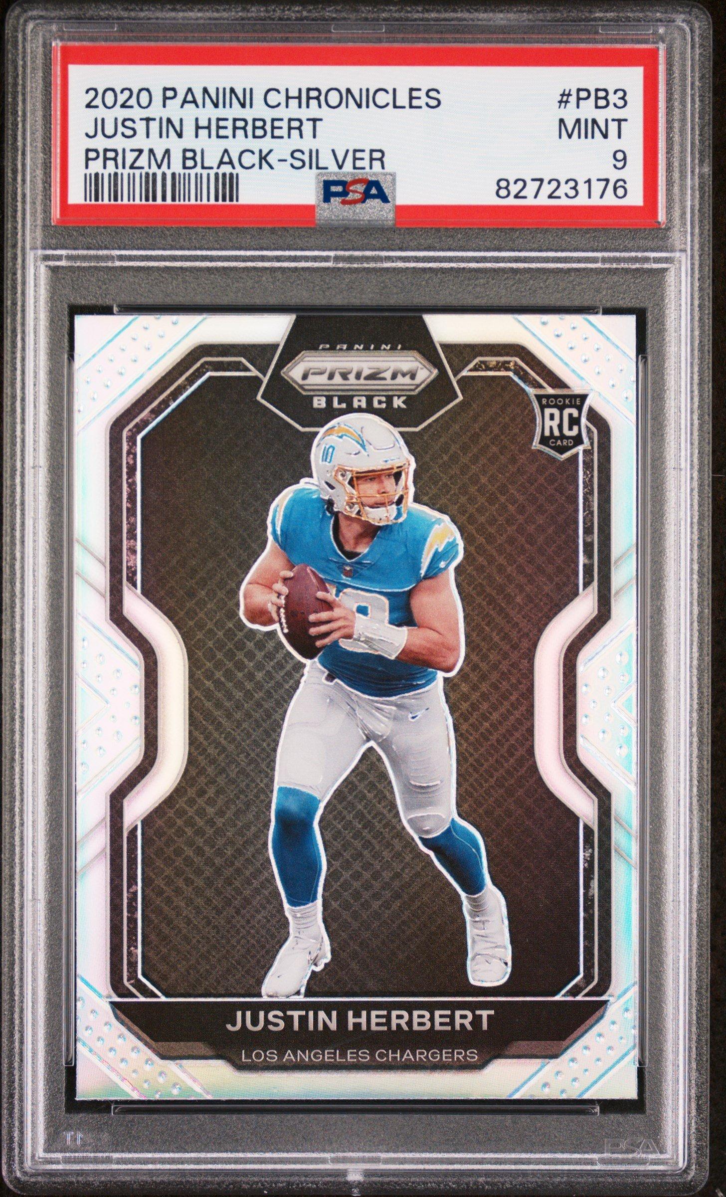 2020 Panini Chronicles Prizm Black Pb3 Justin Herbert PSA 9