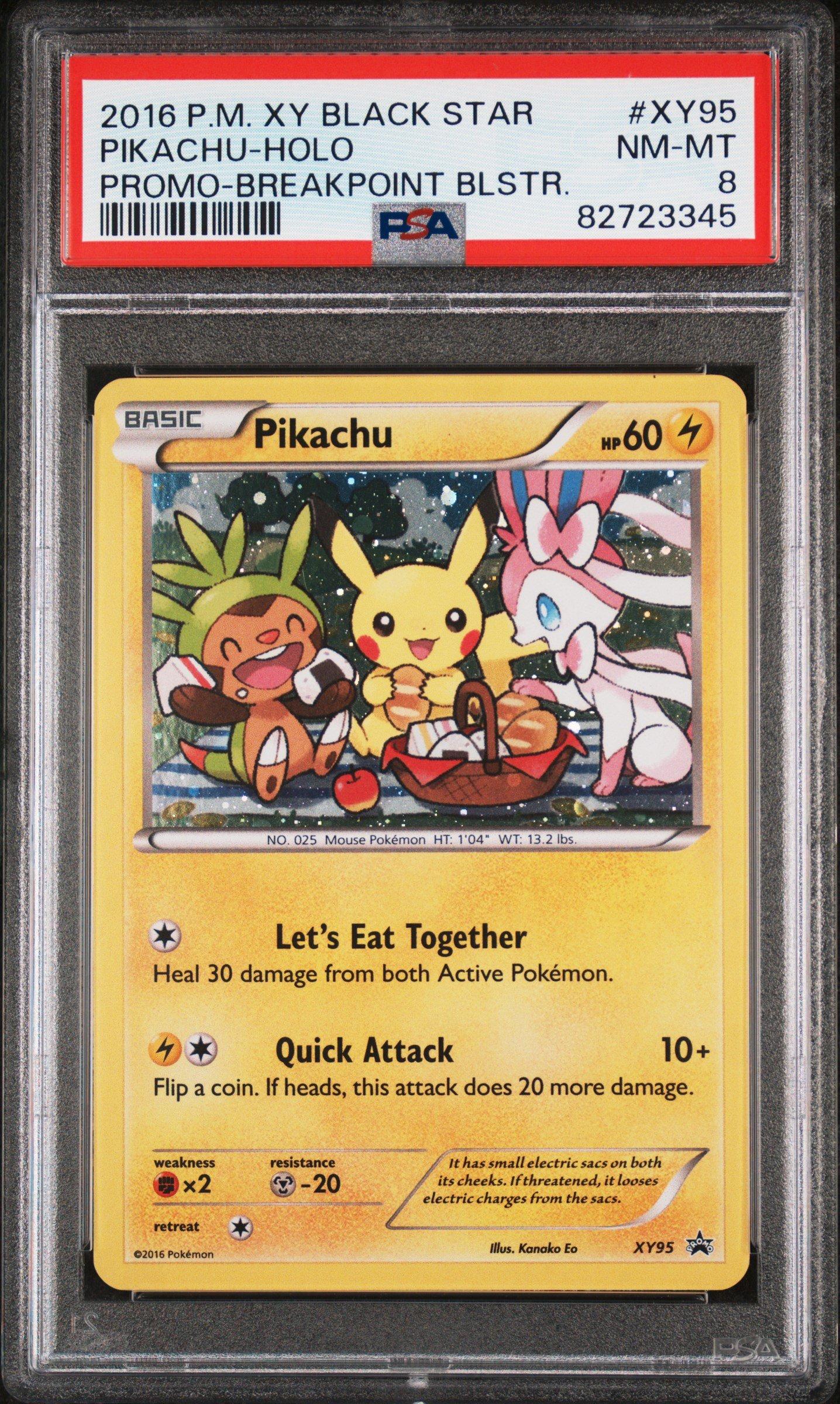 2016 Pokemon Xy Black Star Promo Xy95 Pikachu-holo Breakpoint Blisters PSA 8