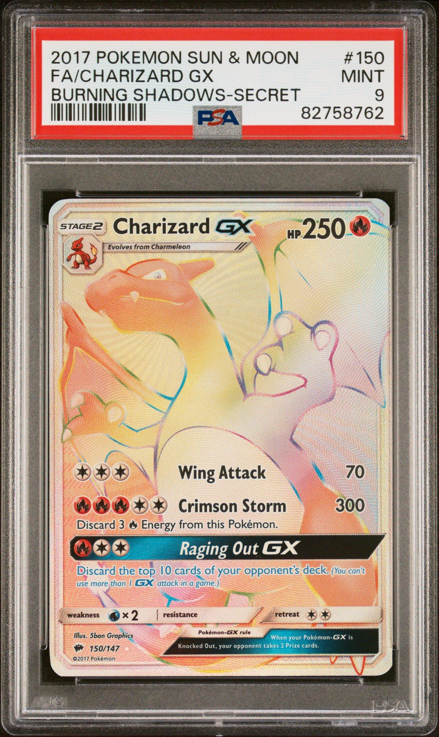 2017 Pokemon Sun & Moon Burning Shadows 150 Fa/charizard Gx PSA 9