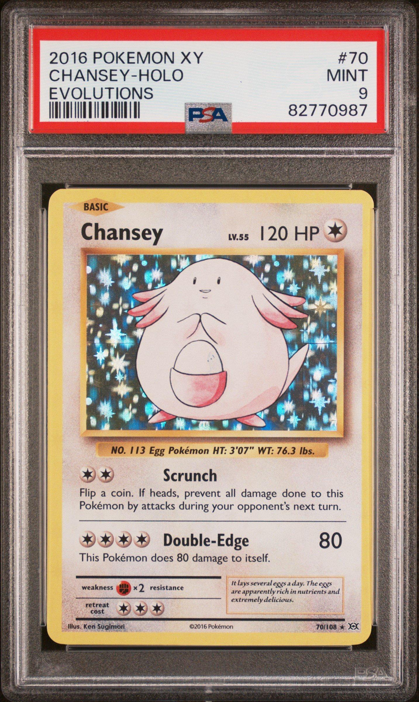 2016 chansey pokemon card 2016 Pokemon Xy Evolutions 70 Chansey-holo PSA 9 Graded Card