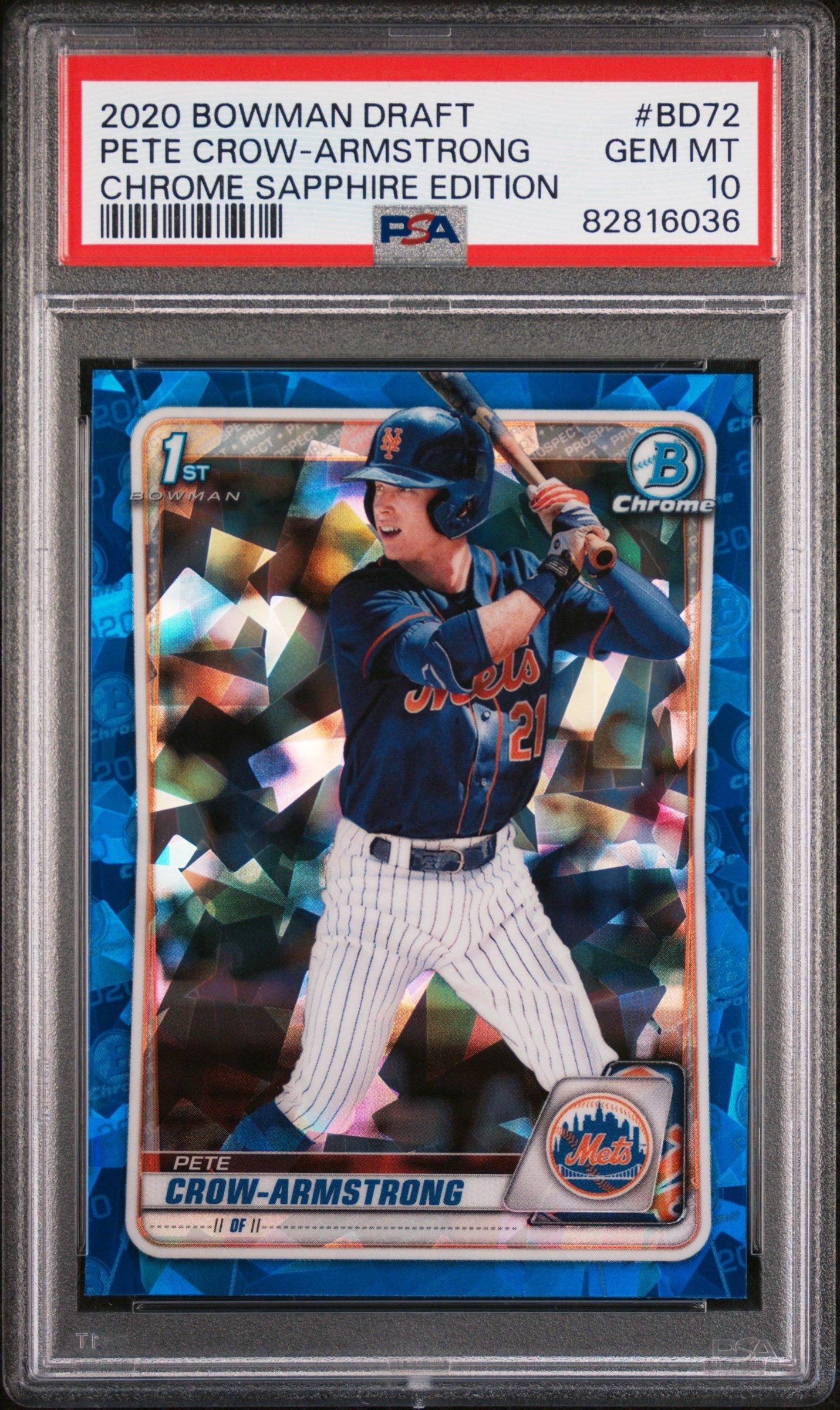 2020 Bowman Draft Chrome Sapphire Edition Bd72 Pete Crow-armstrong PSA 10
